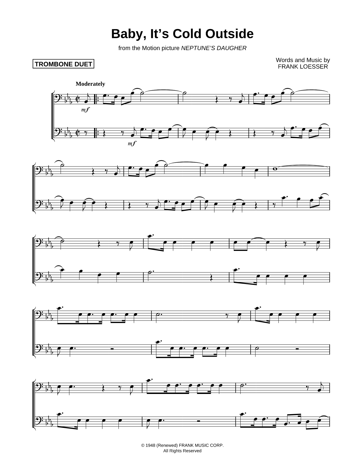 Baby, It's Cold Outside - Trombone Duet