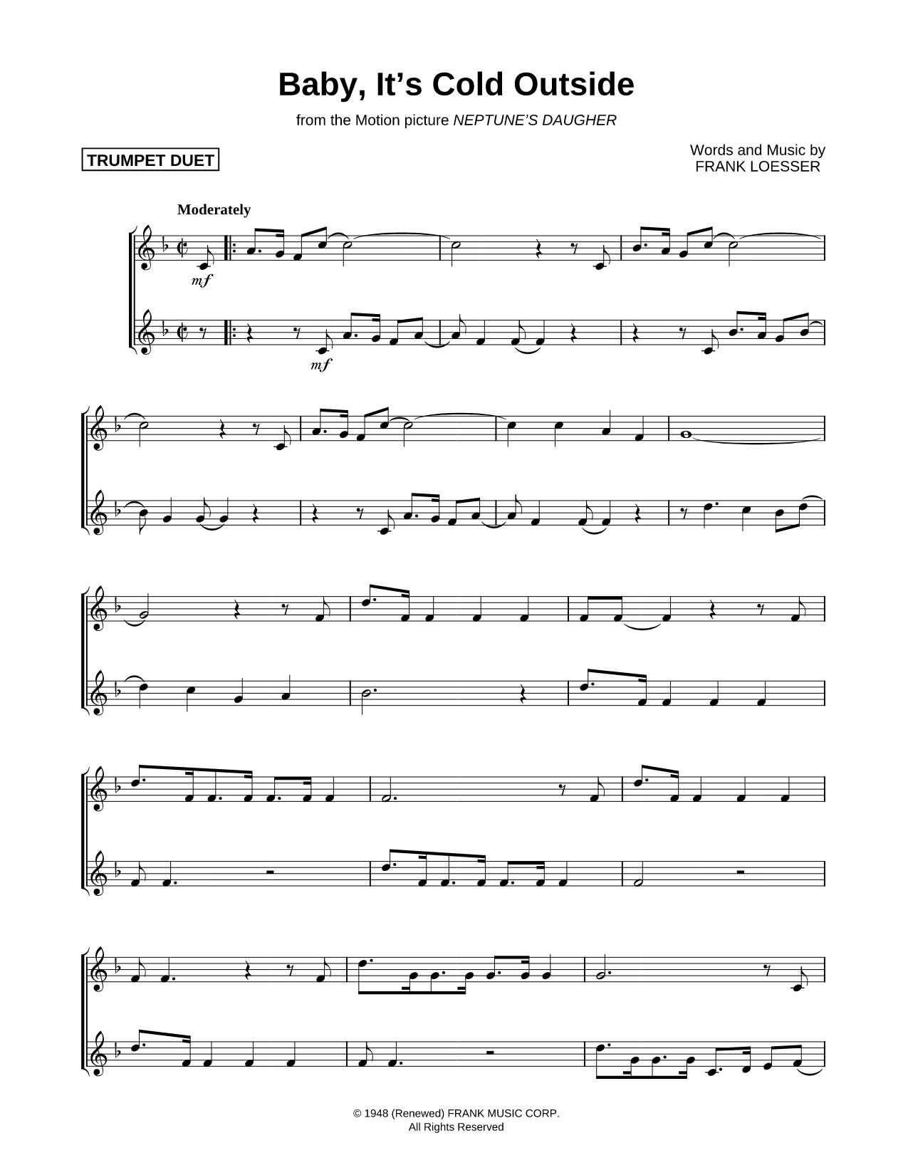 Baby, It's Cold Outside - Trumpet Duet