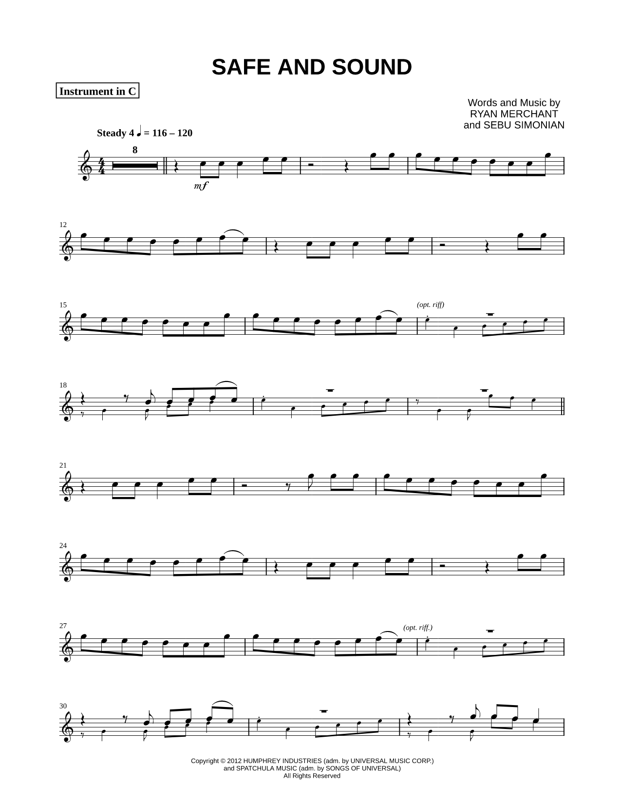 Safe and Sound - C Instrument