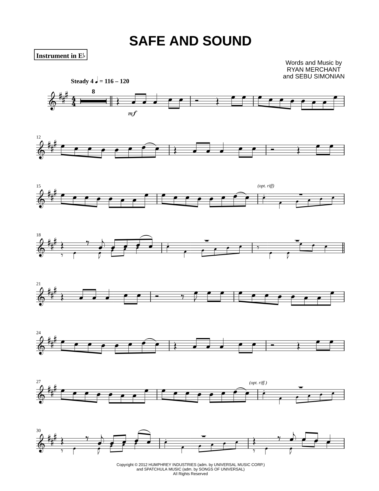 Safe and Sound - Eb Instrument
