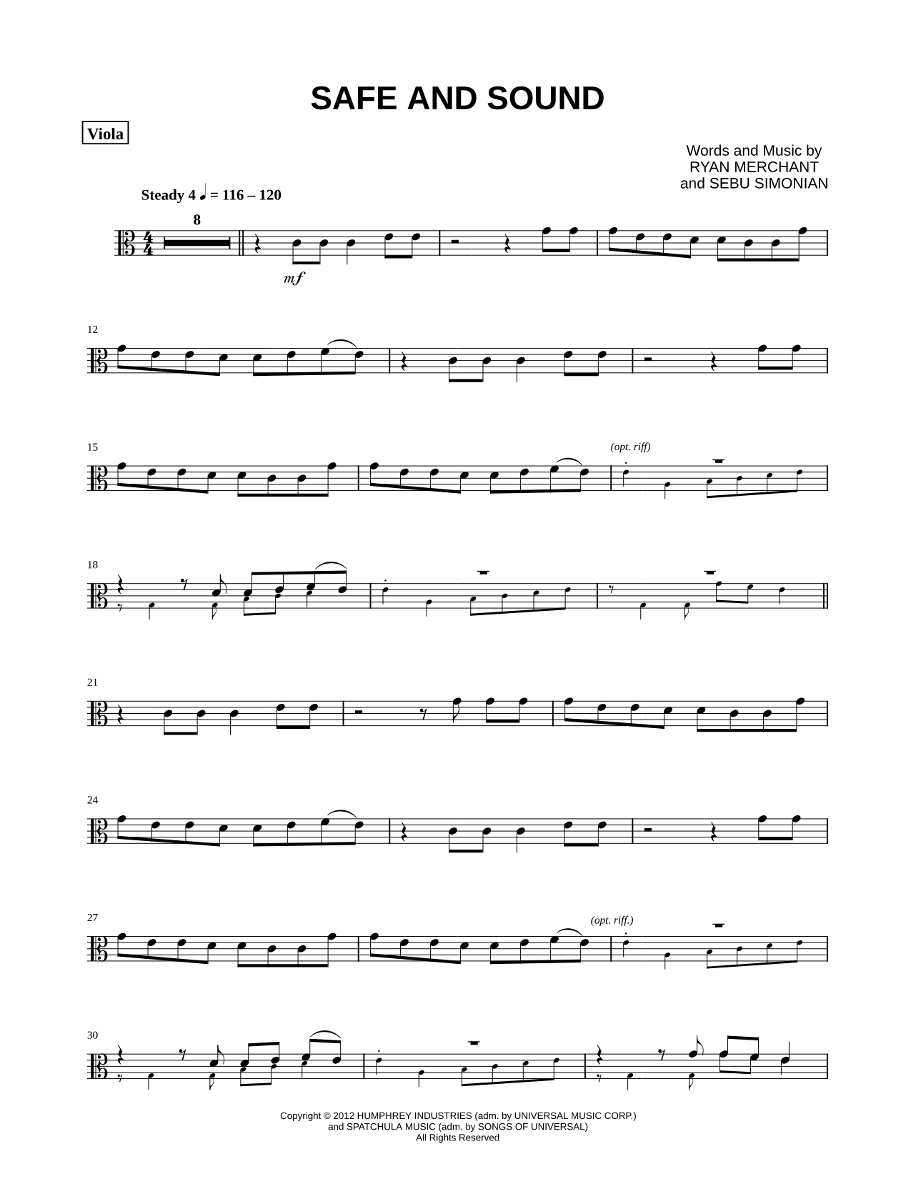 Safe and Sound - Viola