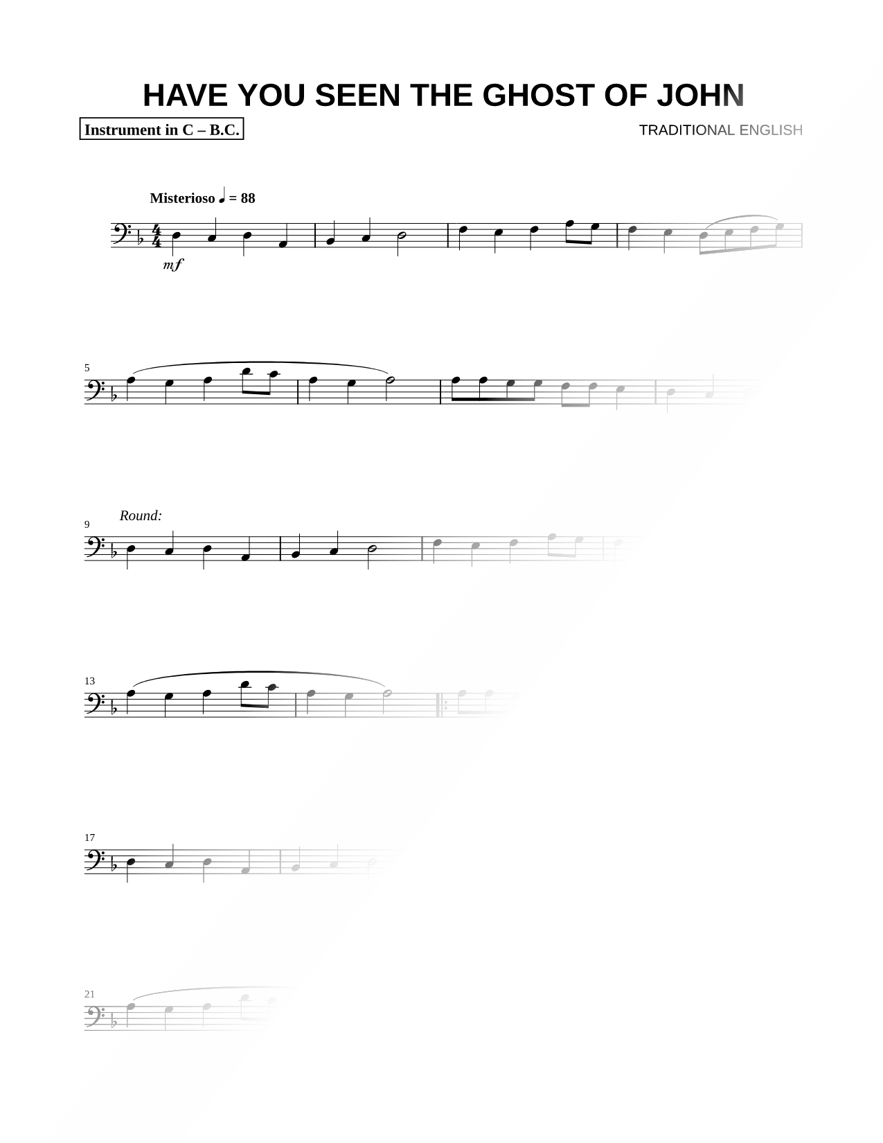 Have You Seen the Ghost of John - Bass Clef Instrument