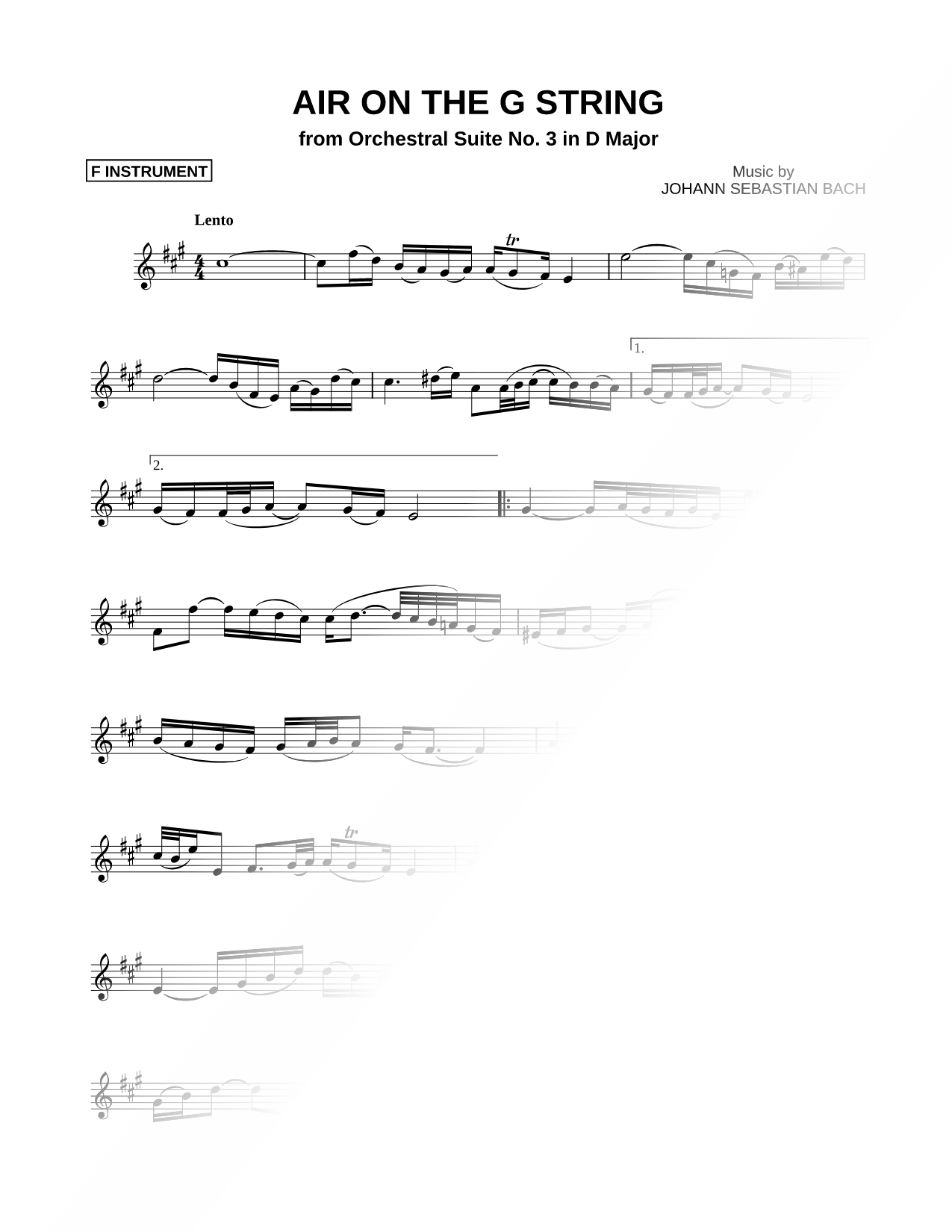 Air on the G String - F Instrument