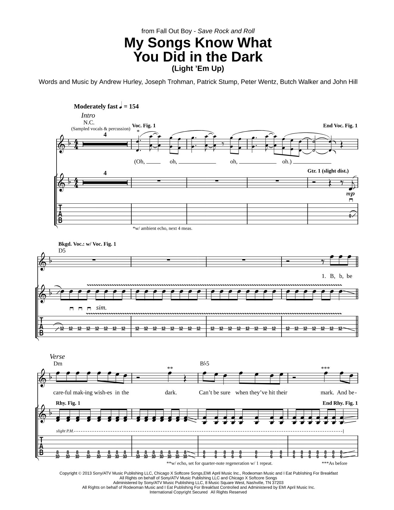 My Songs Know What You Did in the Dark (Light Em Up)