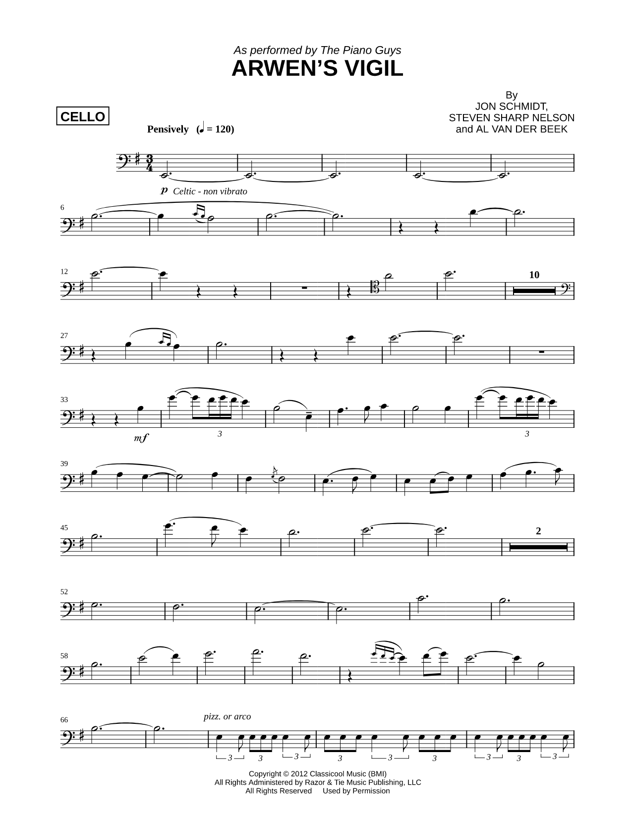 Arwen's Vigil - Cello part