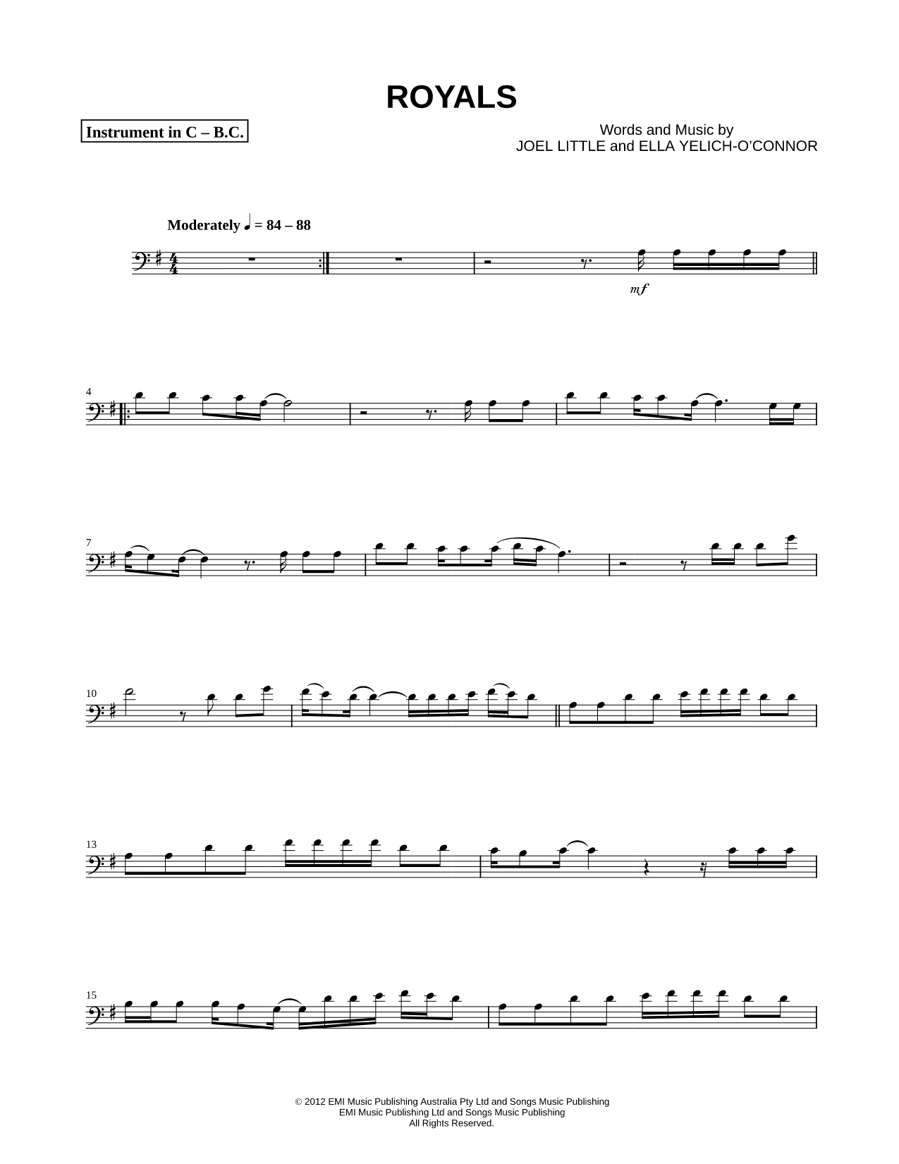 Royals - Bass Clef Instrument
