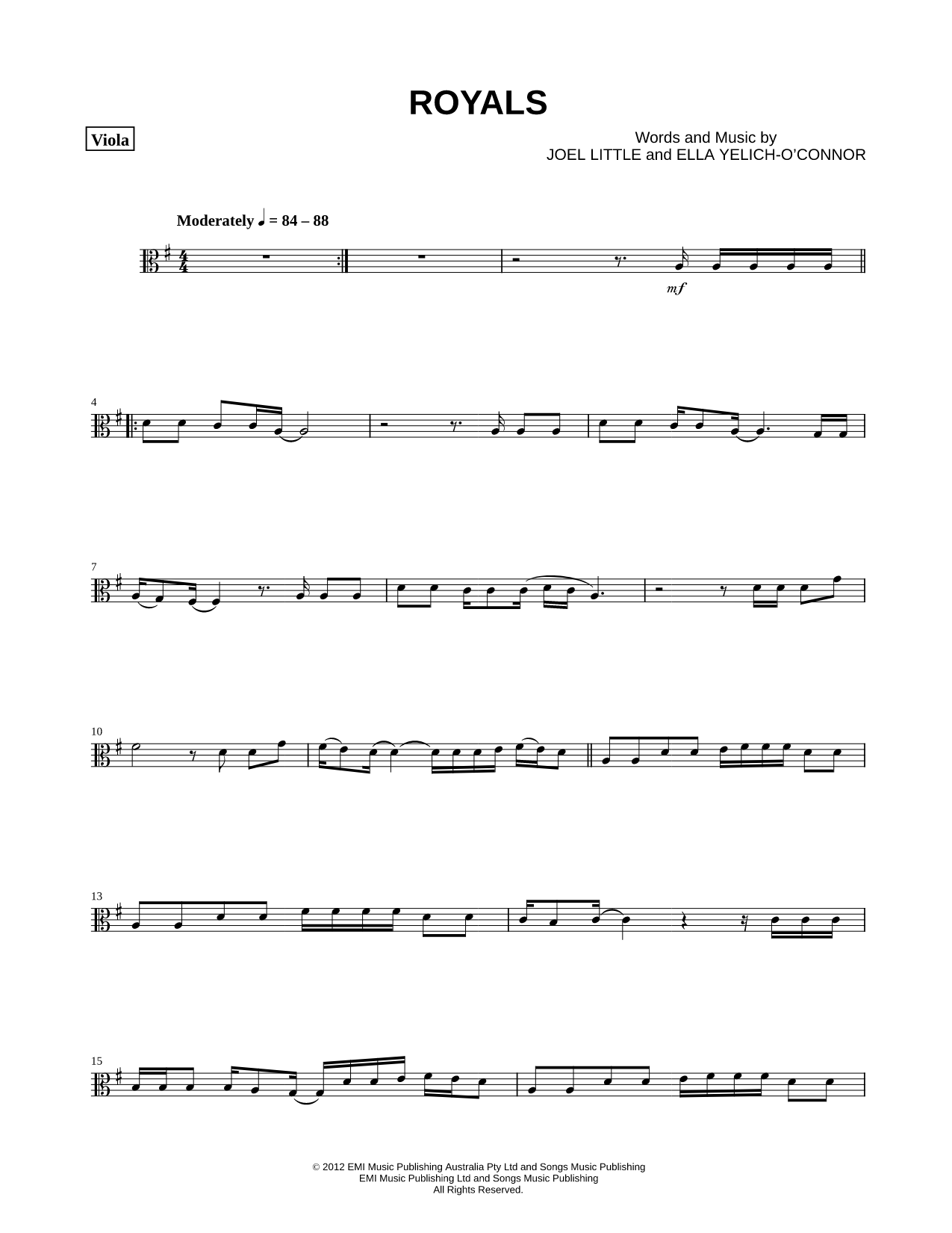 Royals - Viola Sheet Music — for Viola