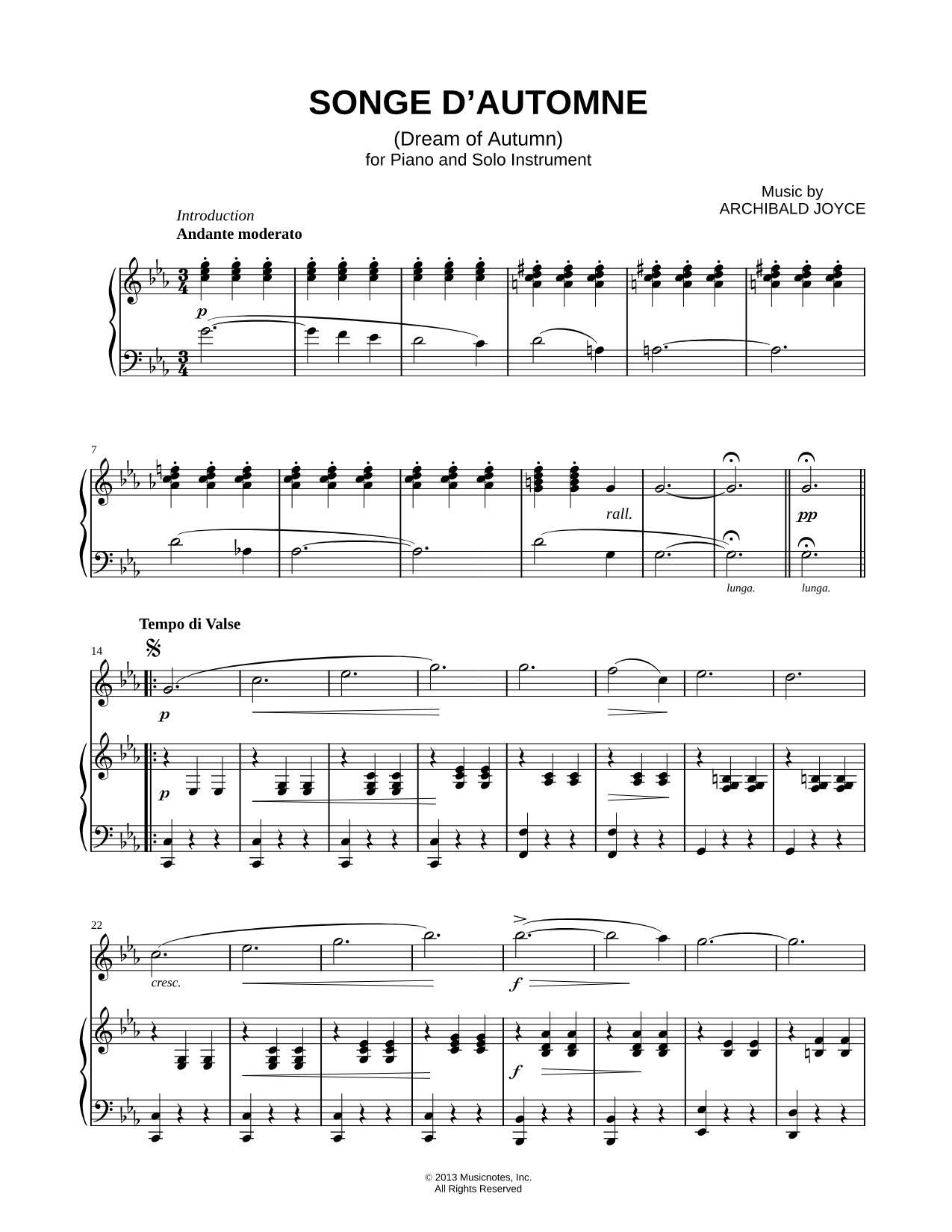 Songe d'Automne - Piano Accompaniment