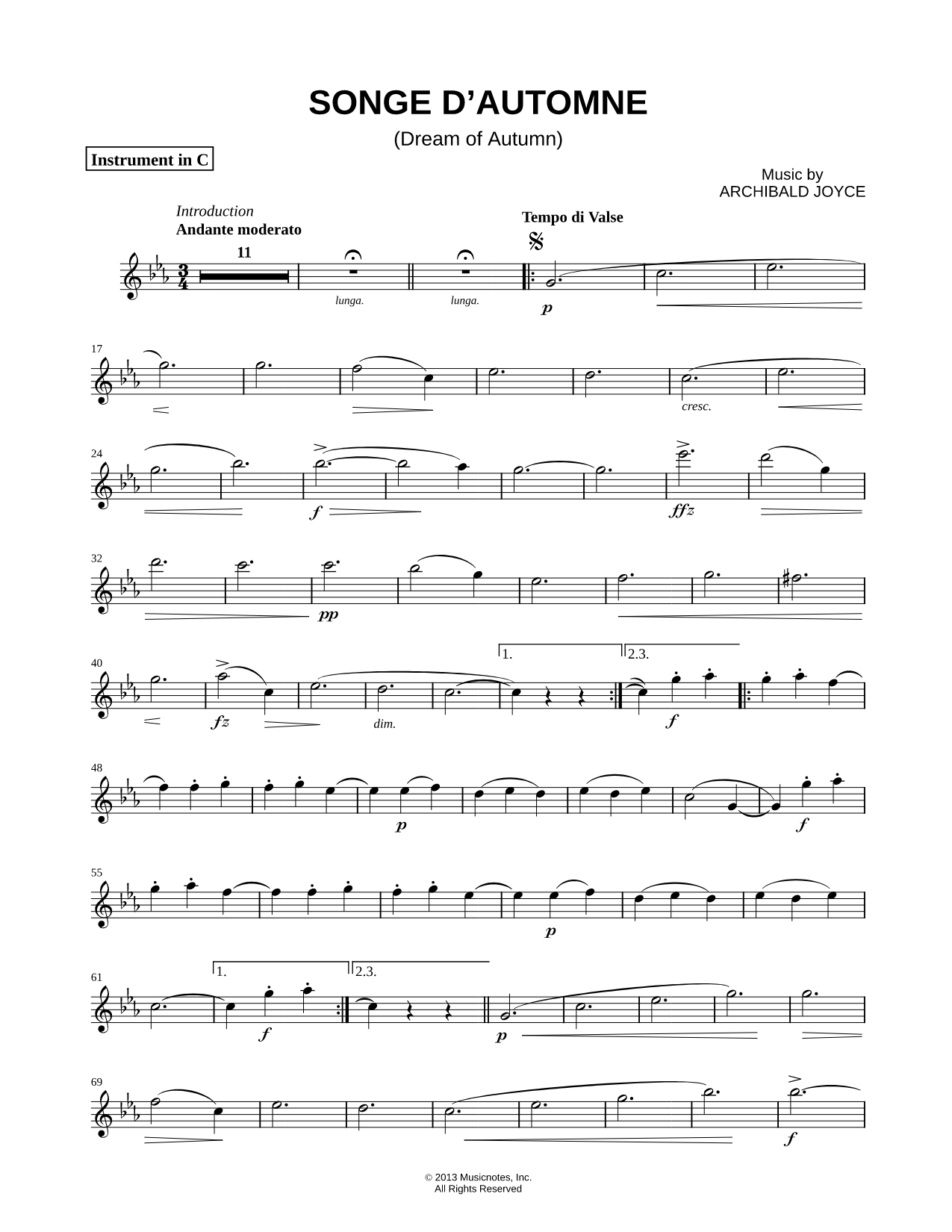 Songe d'Automne - C Instrument
