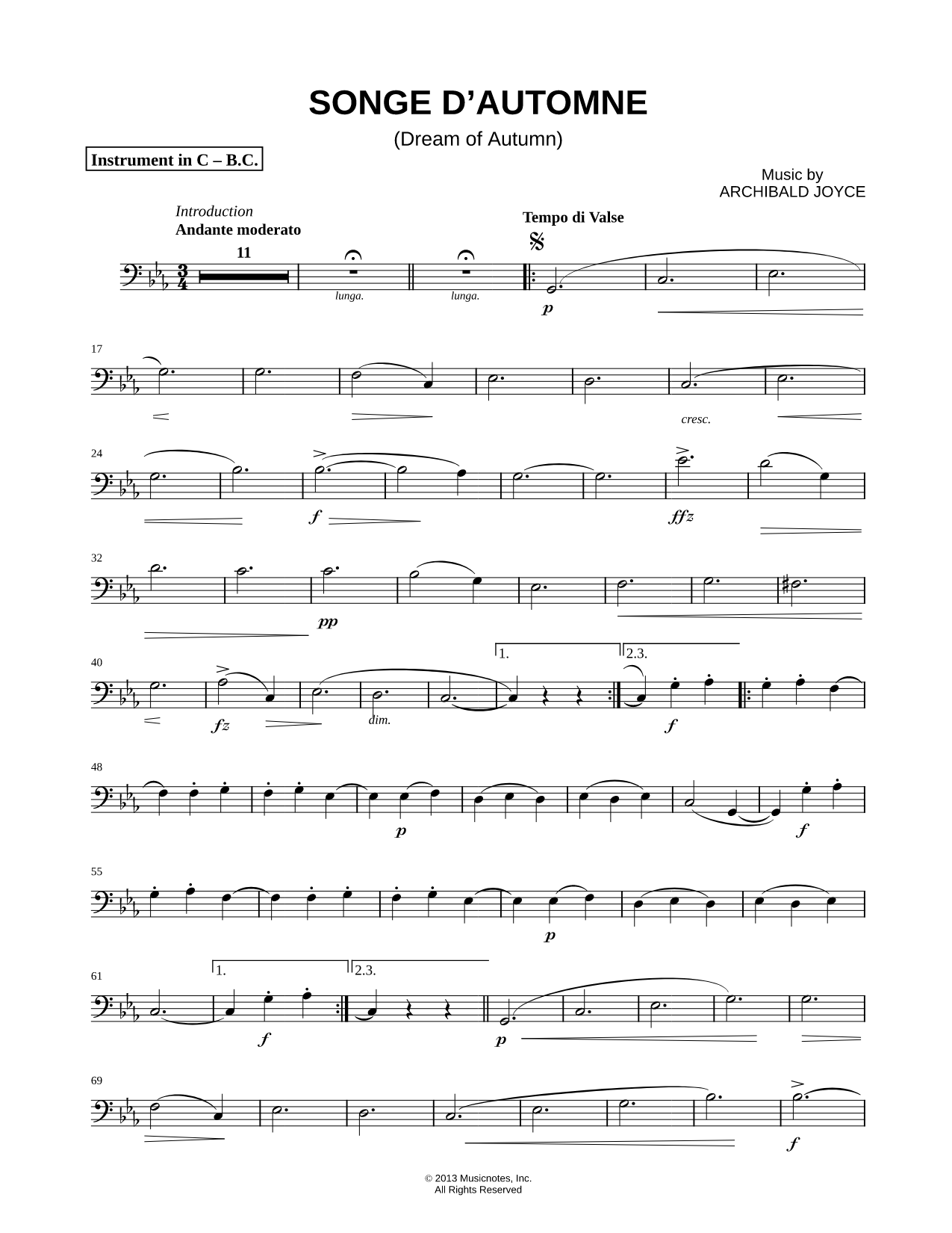 Songe d'Automne - Bass Clef Instrument