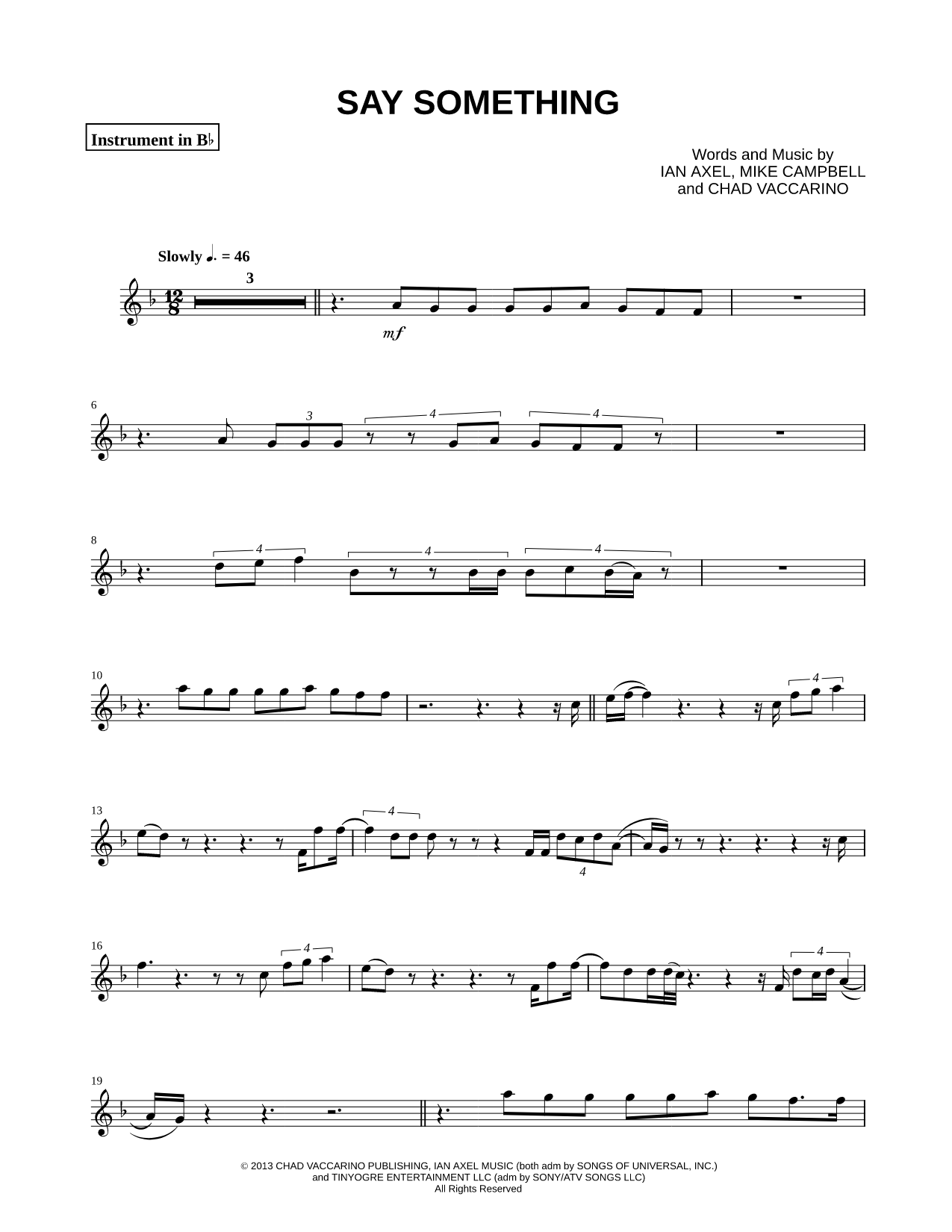 Say Something - Bb Instrument