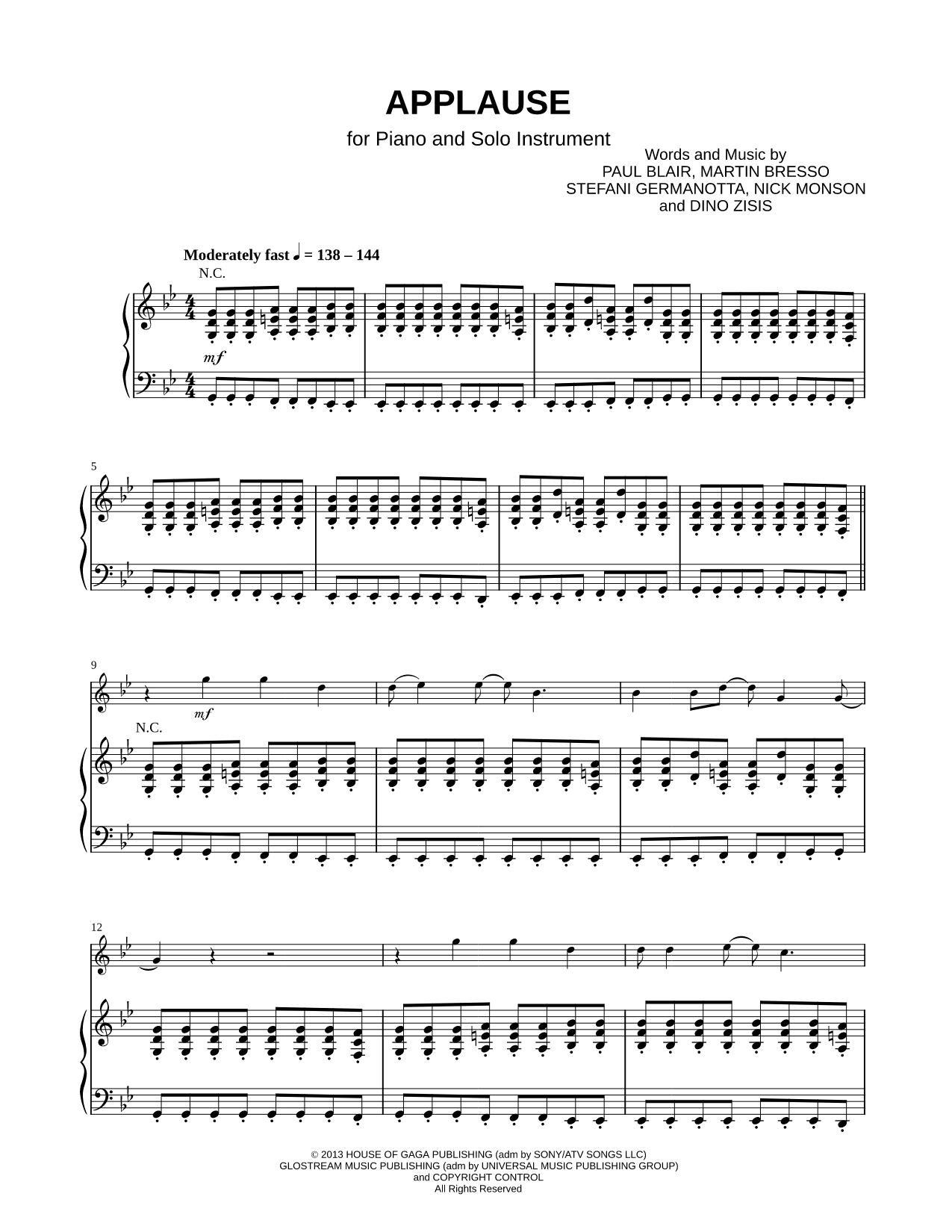Applause - Piano Accompaniment