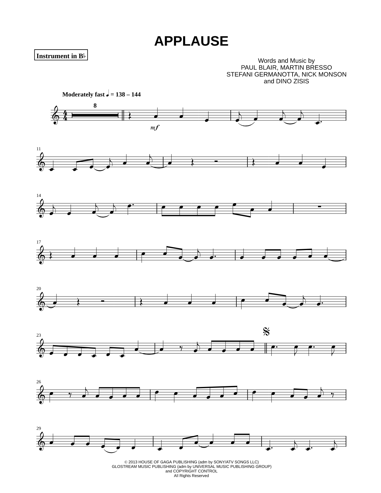 Applause - Bb Instrument