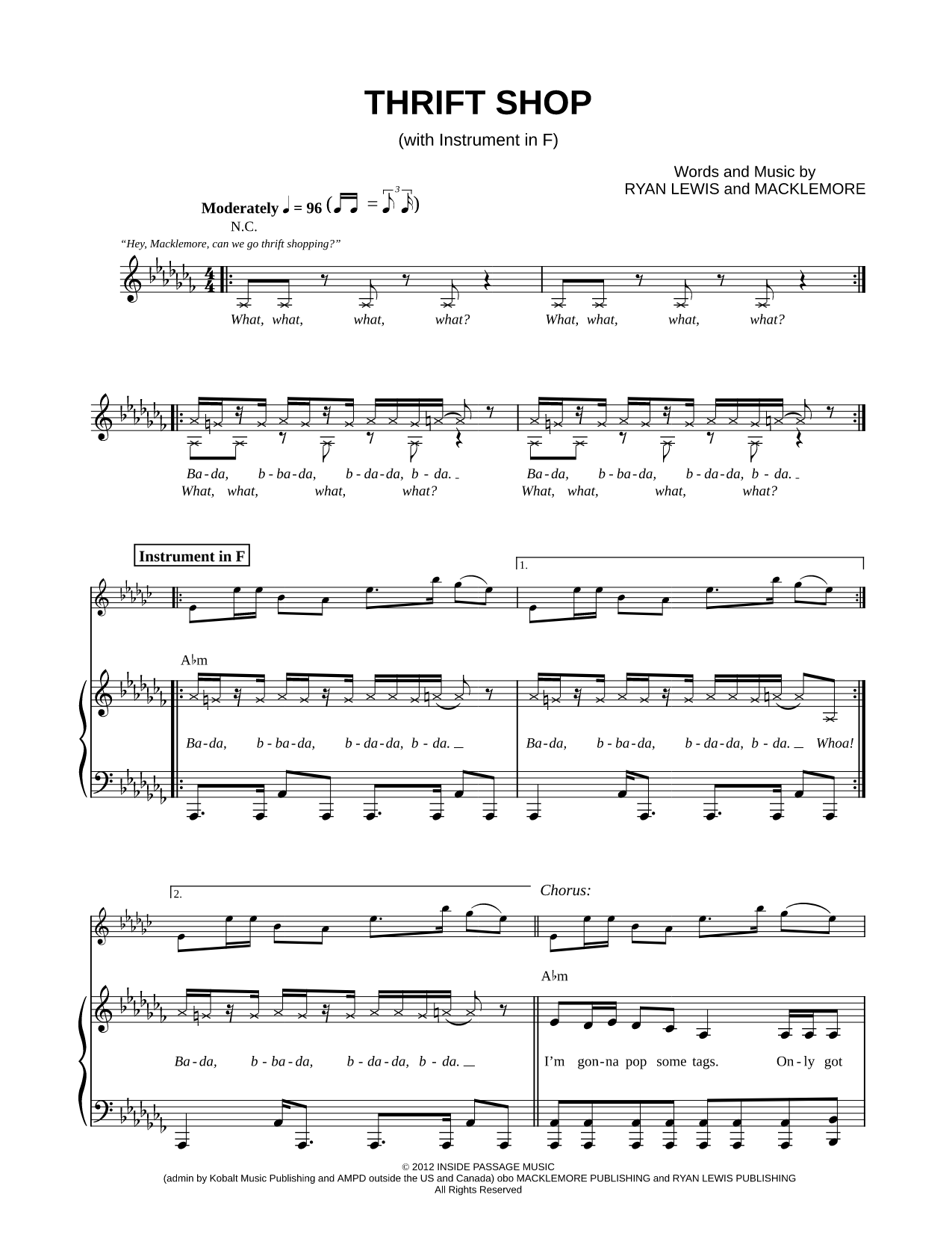Thrift Shop (With Instrument In F)