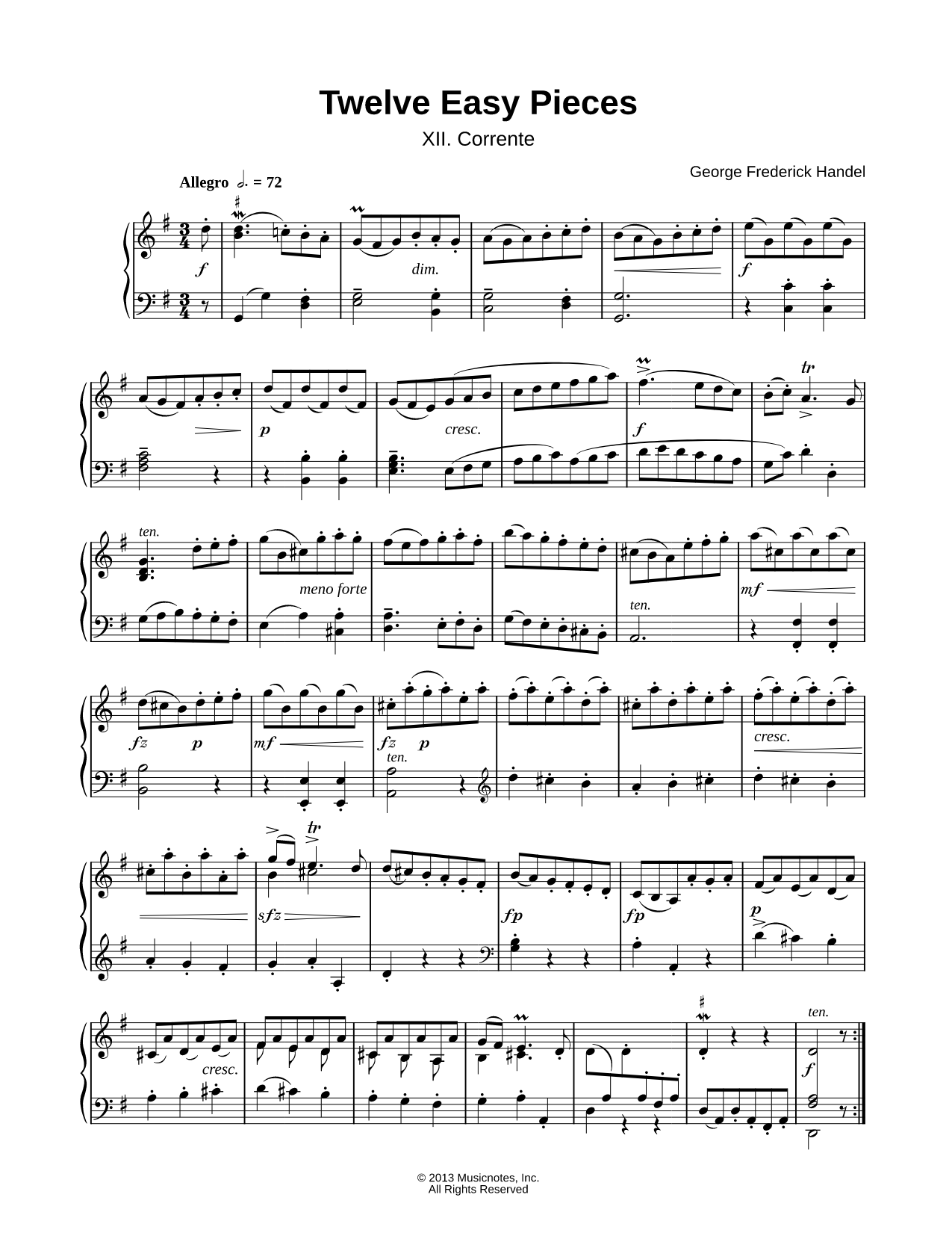 Twelve Easy Pieces: XII. Corrente