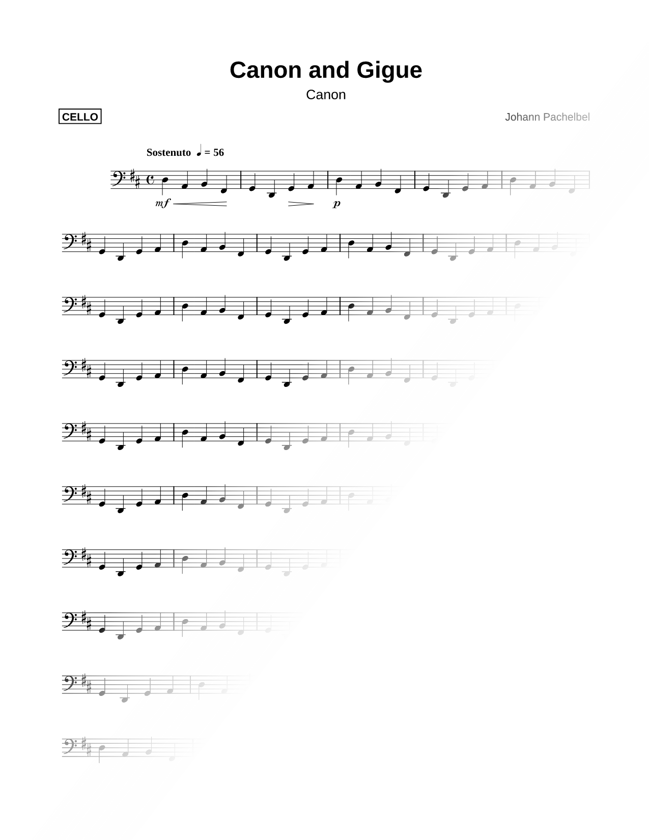 Canon and Gigue: Canon - Cello