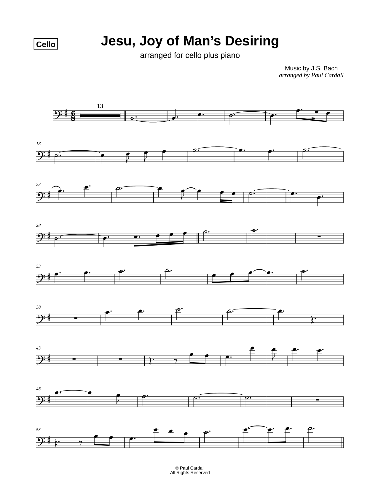 Jesu, Joy of Man's Desiring - Cello part