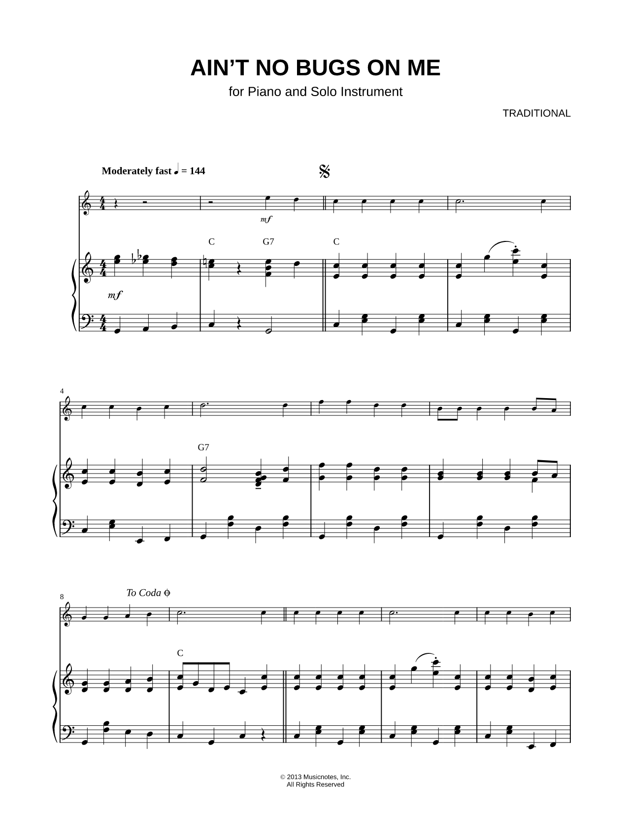 Ain't No Bugs on Me - Piano Accompaniment