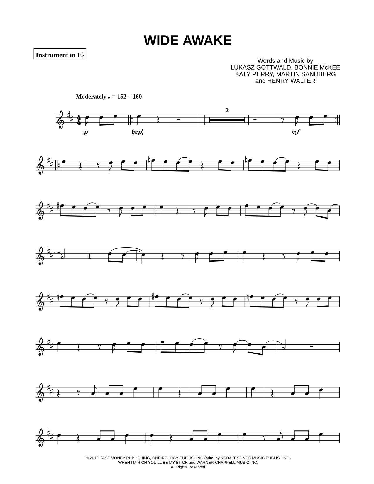 Wide Awake - Eb Instrument