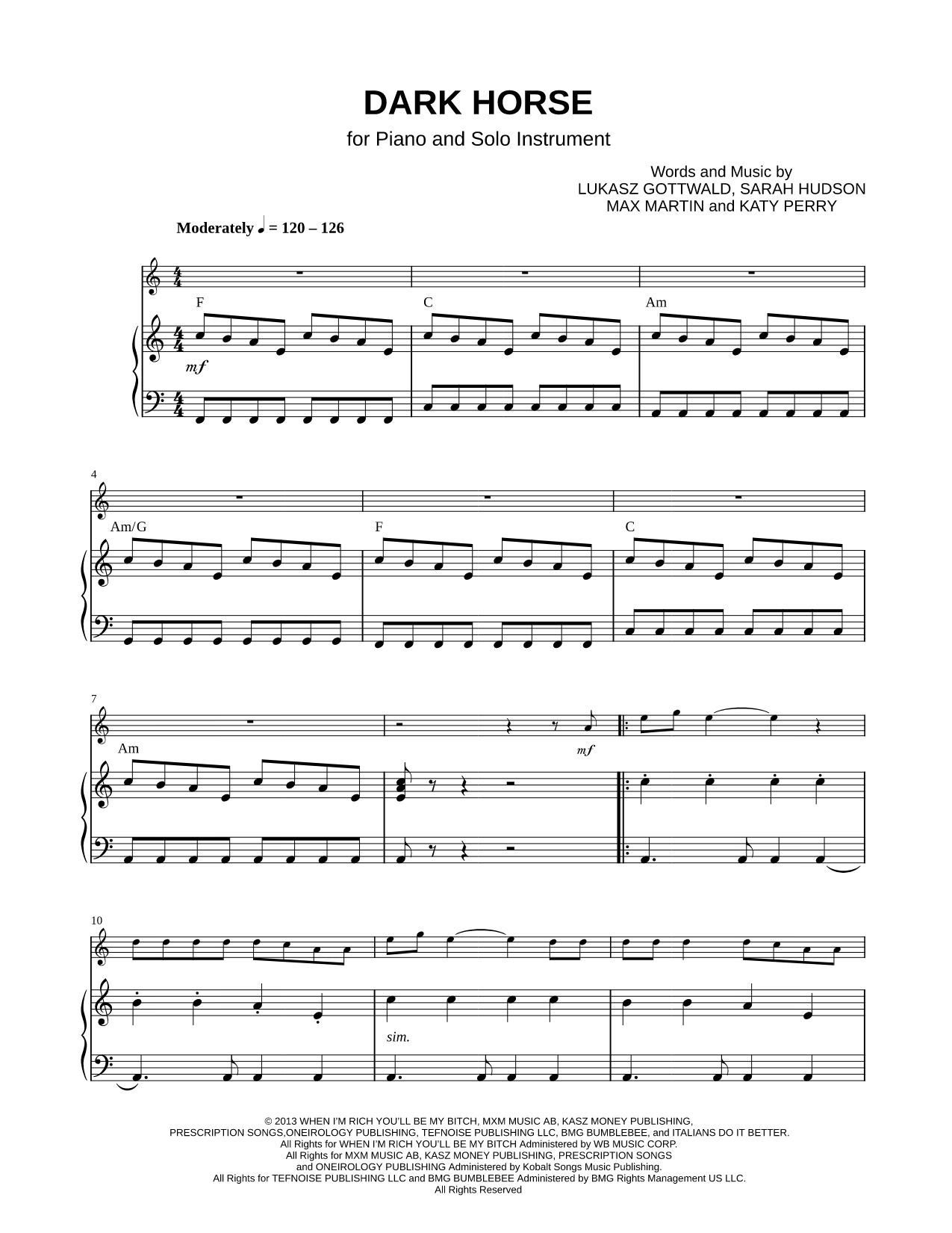 Dark Horse - Piano Accompaniment