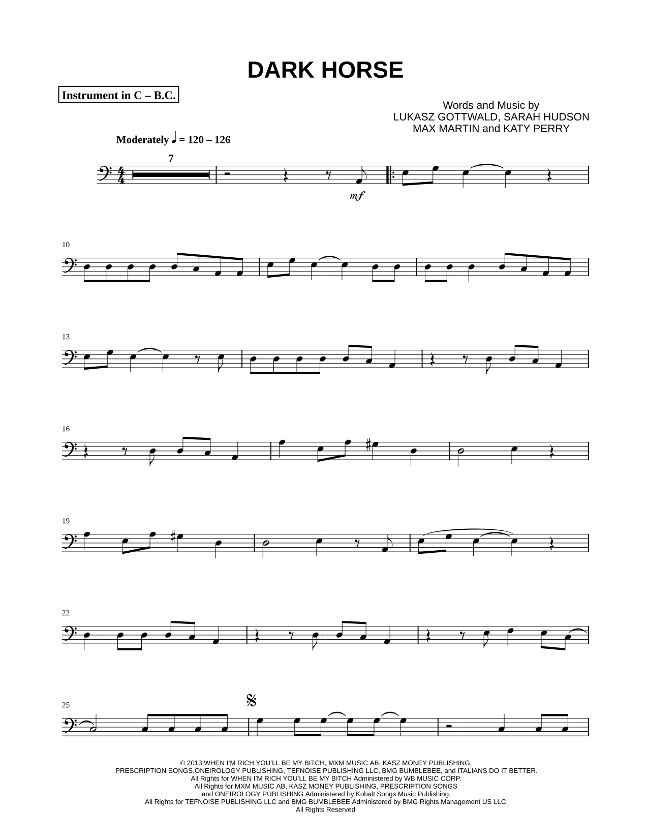 Dark Horse - Bass Clef Instrument