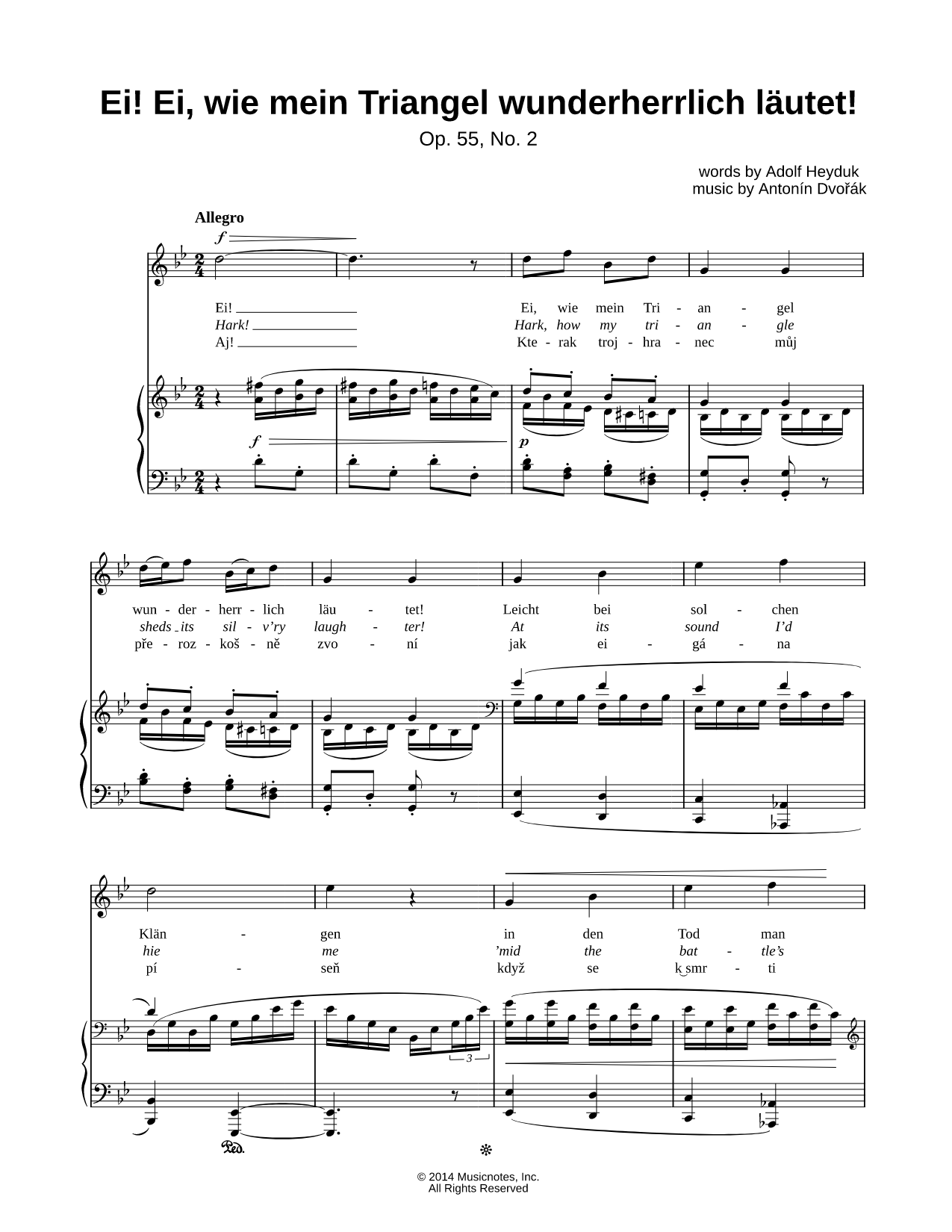 Gypsy Songs, Op. 55, No. 2: Ei! Ei, wie nein Triangel wunderherrlich lautet!
