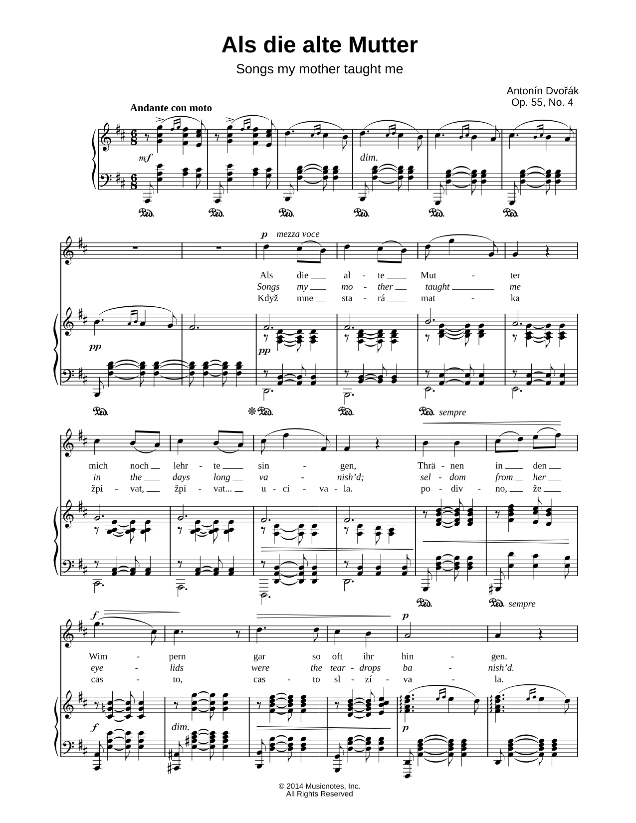 Als die alte Mutter, Op. 55, No. 4