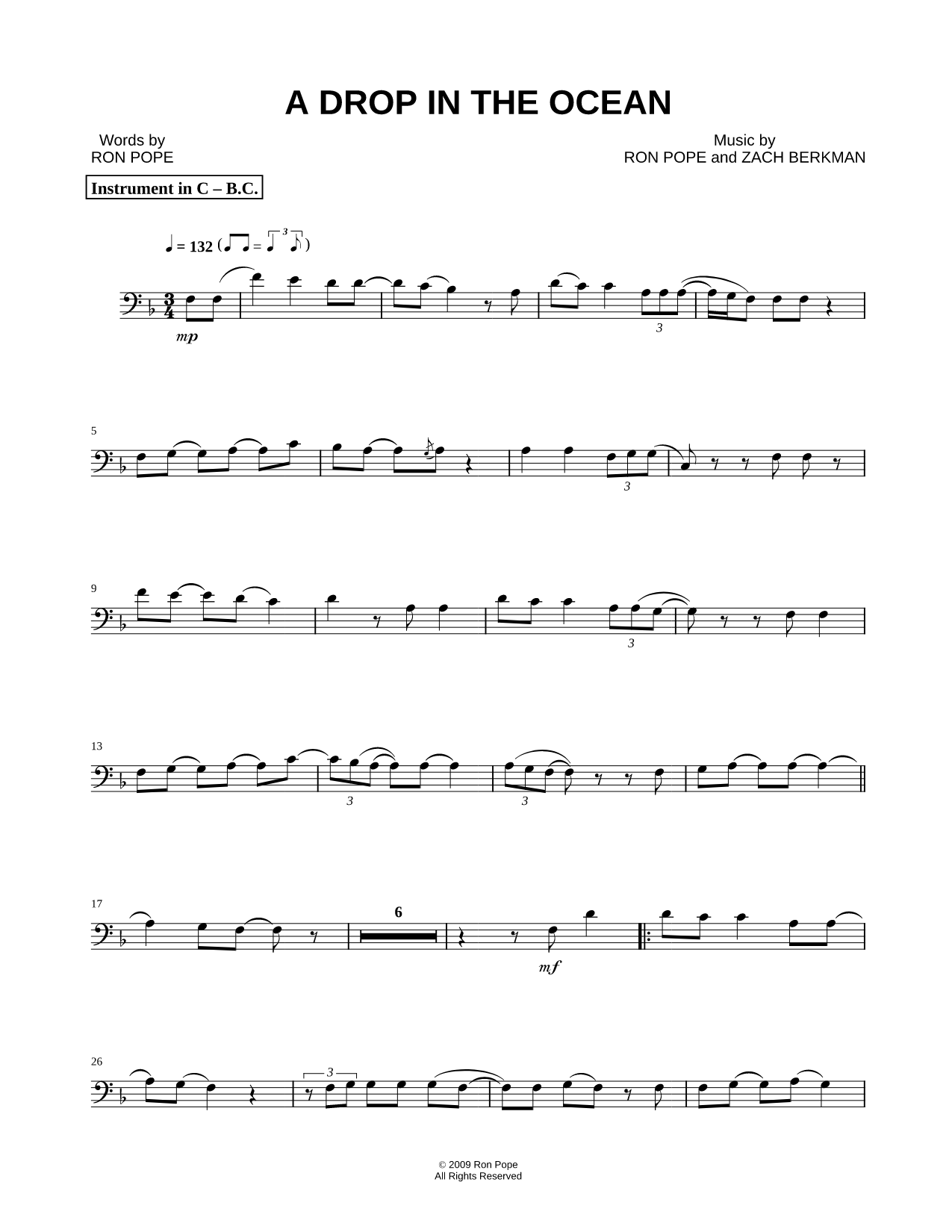 A Drop In the Ocean - Bass Clef Instrument