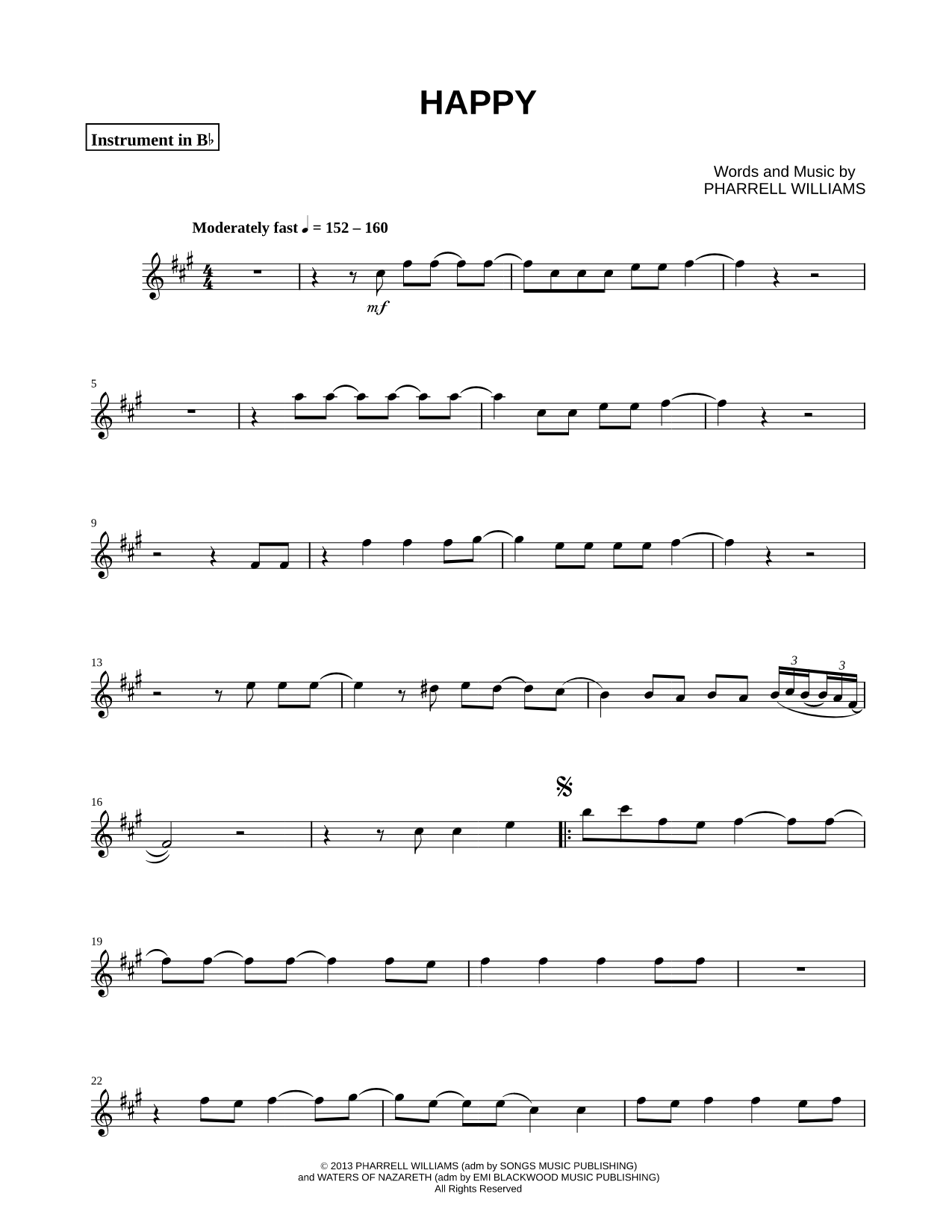 Happy - Bb Instrument