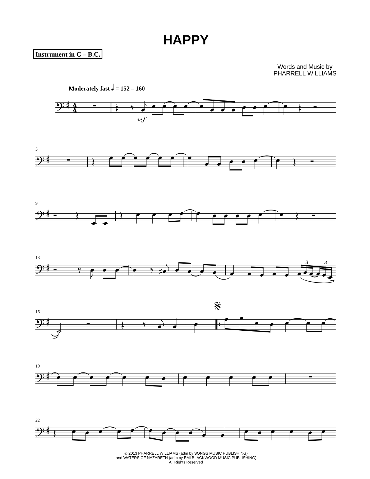 Happy - Bass Clef Instrument