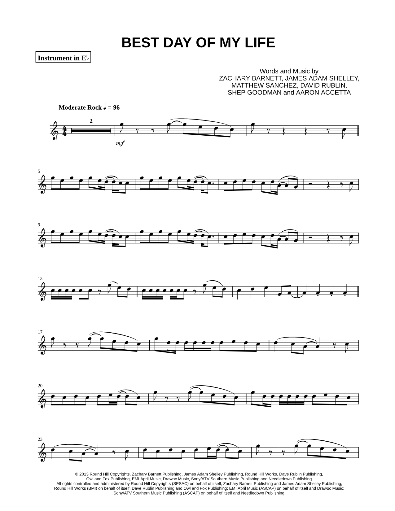 Best Day of My Life - Eb Instrument