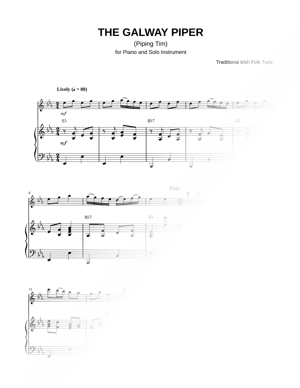 The Galway Piper (Piping Tim) - Piano Accompaniment