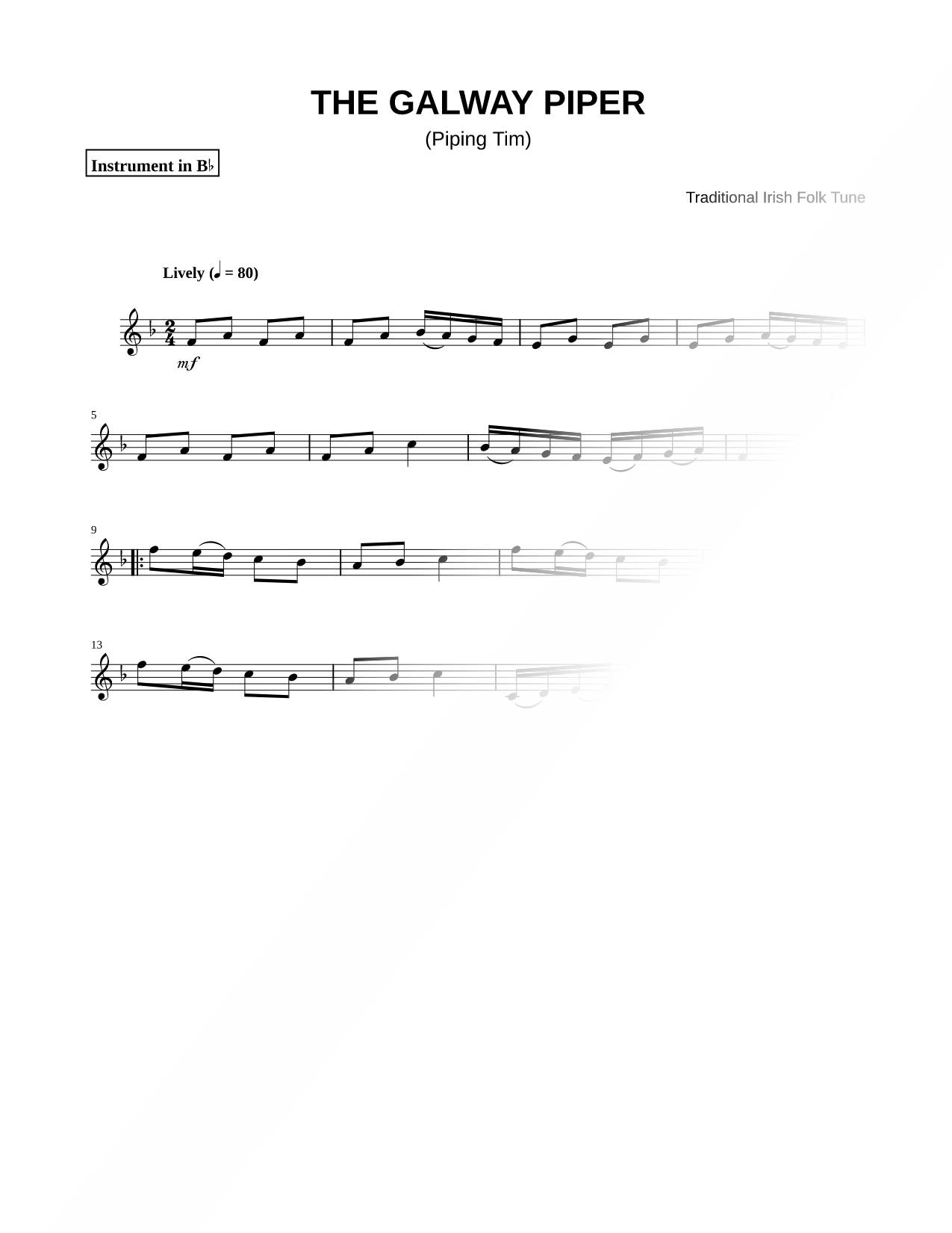 The Galway Piper (Piping Tim) - Bb Instrument