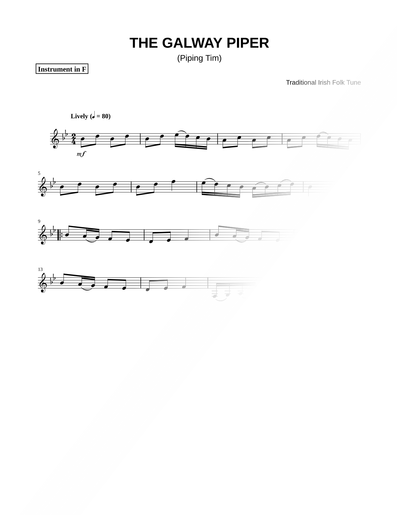 The Galway Piper (Piping Tim) - F Instrument