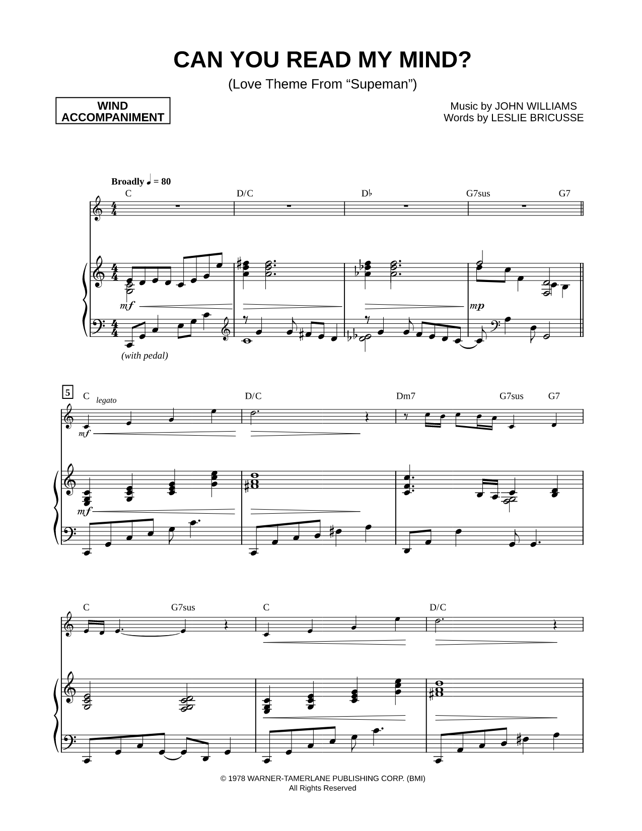 Can You Read My Mind? - Piano Accompaniment (Winds)