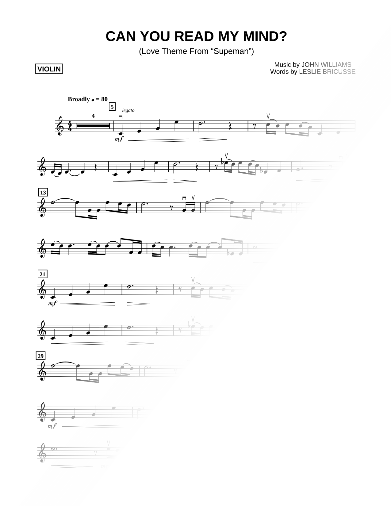 Can You Read My Mind? - Violin