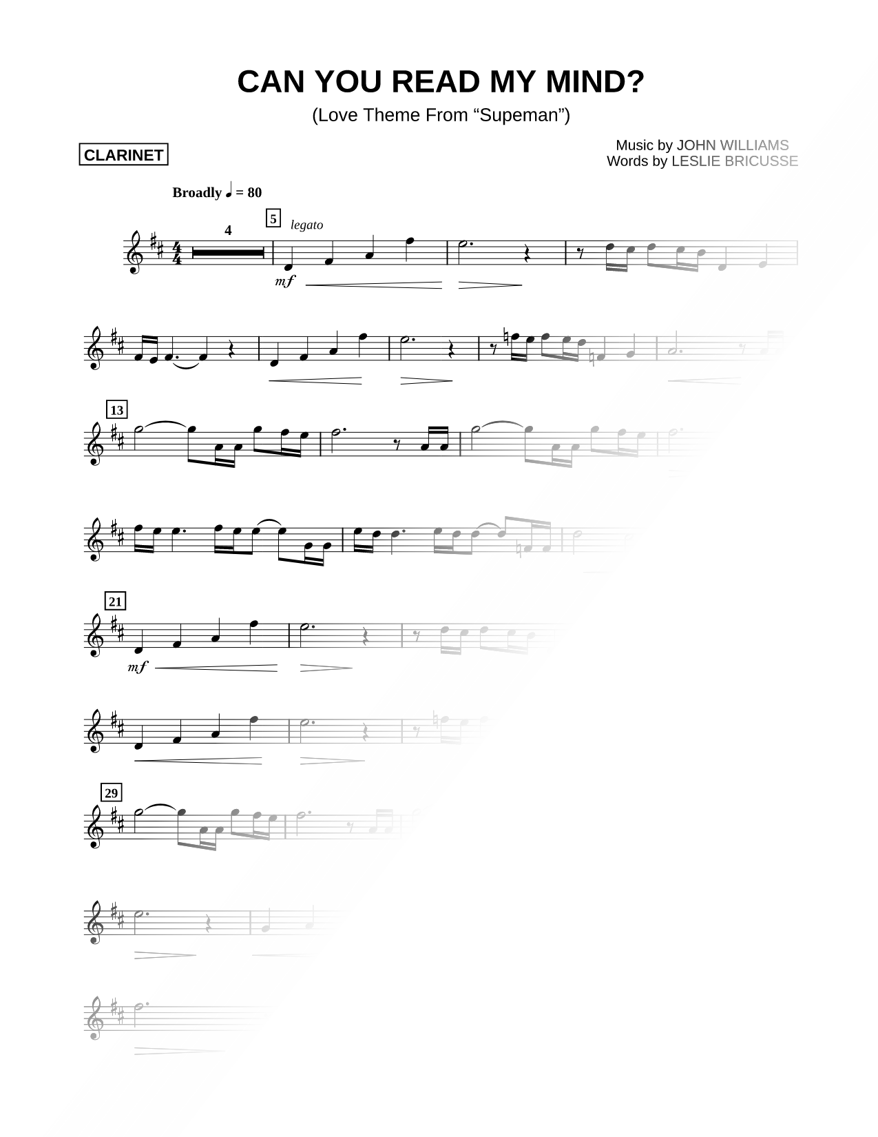 Can You Read My Mind? - Clarinet