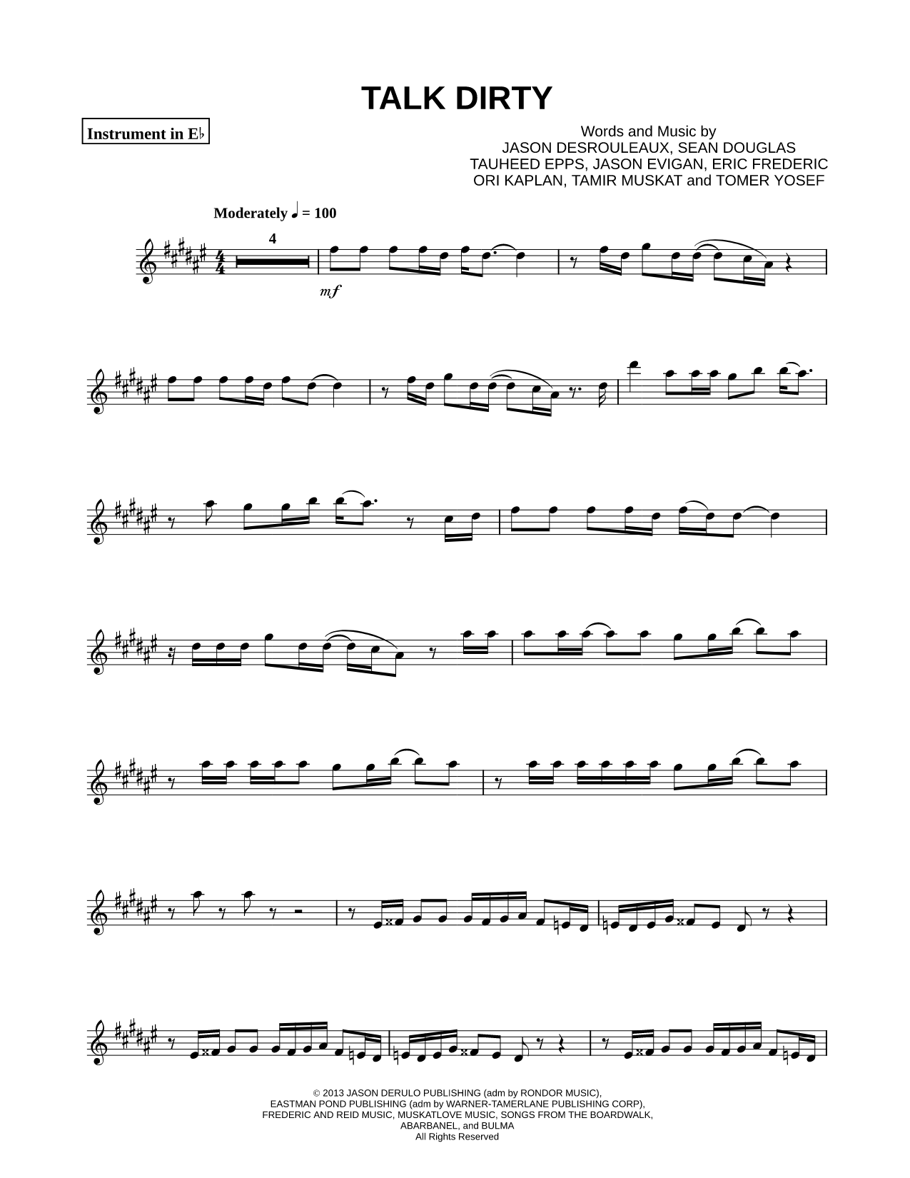 Talk Dirty - Eb Instrument