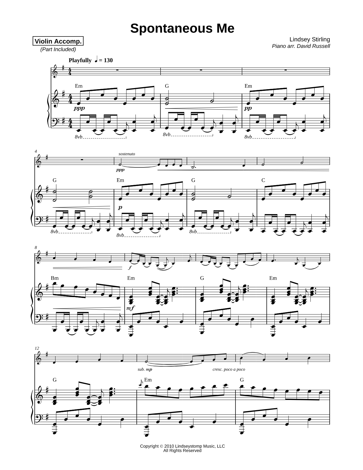 Spontaneous Me - Violin & Piano