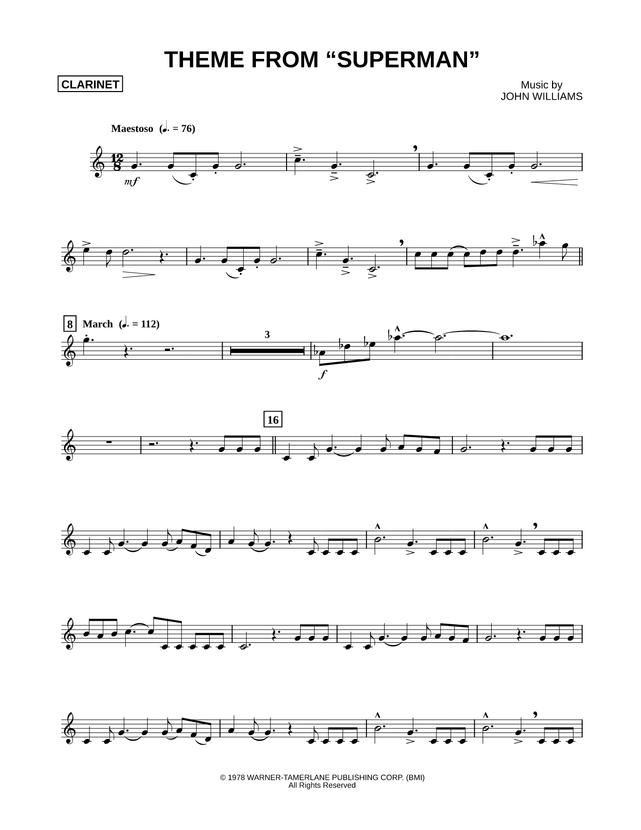 Theme from Superman - Clarinet