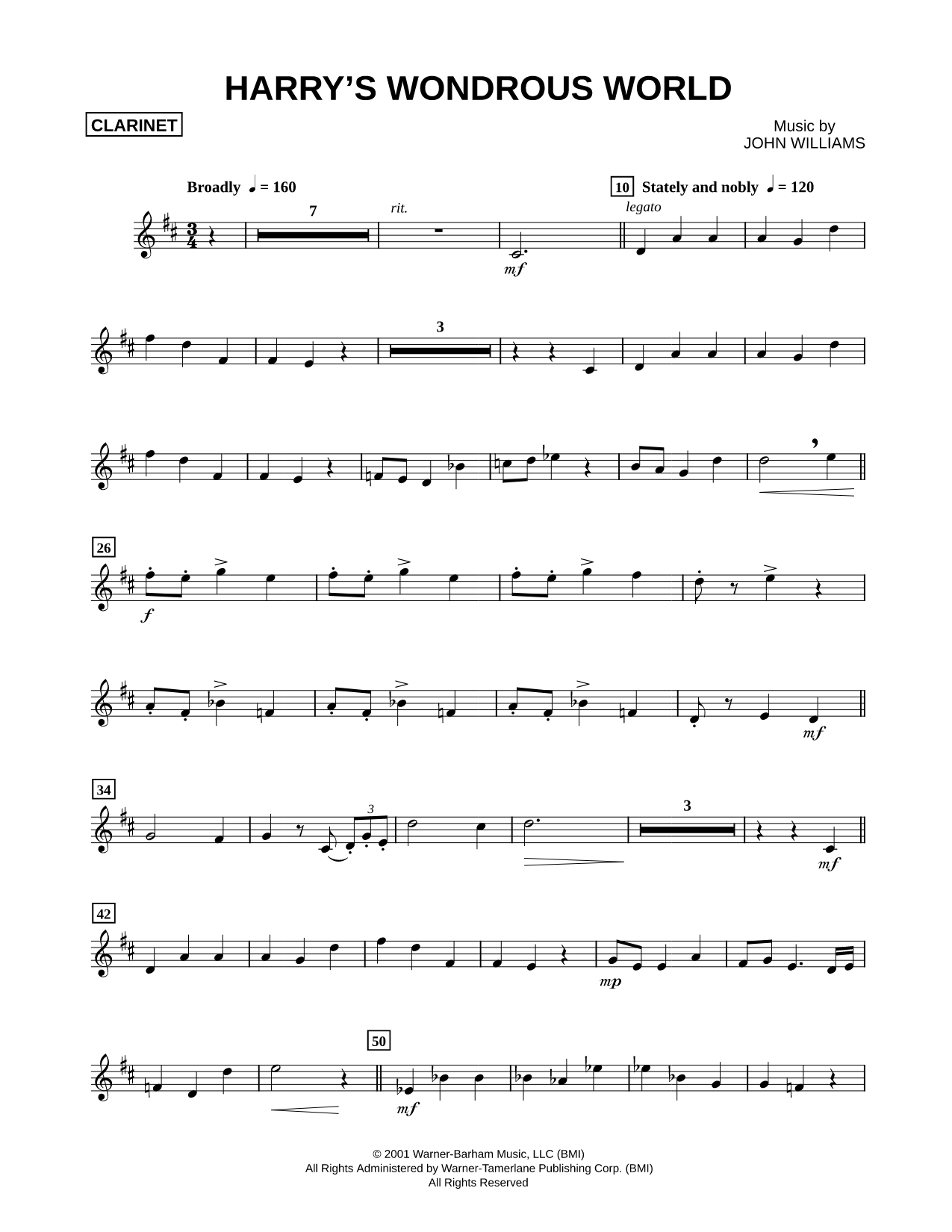 Harry's Wondrous World - Clarinet
