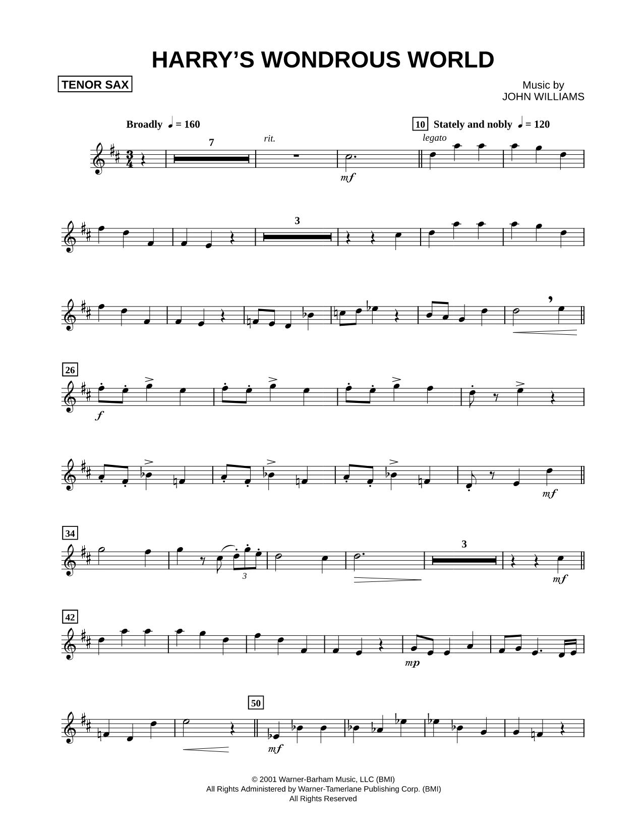 Harry's Wondrous World - Tenor Saxophone