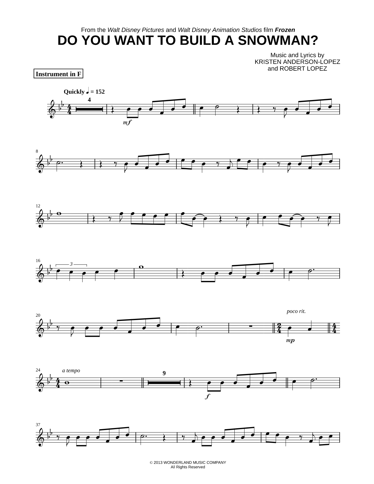 Do You Want to Build a Snowman? - F Instrument