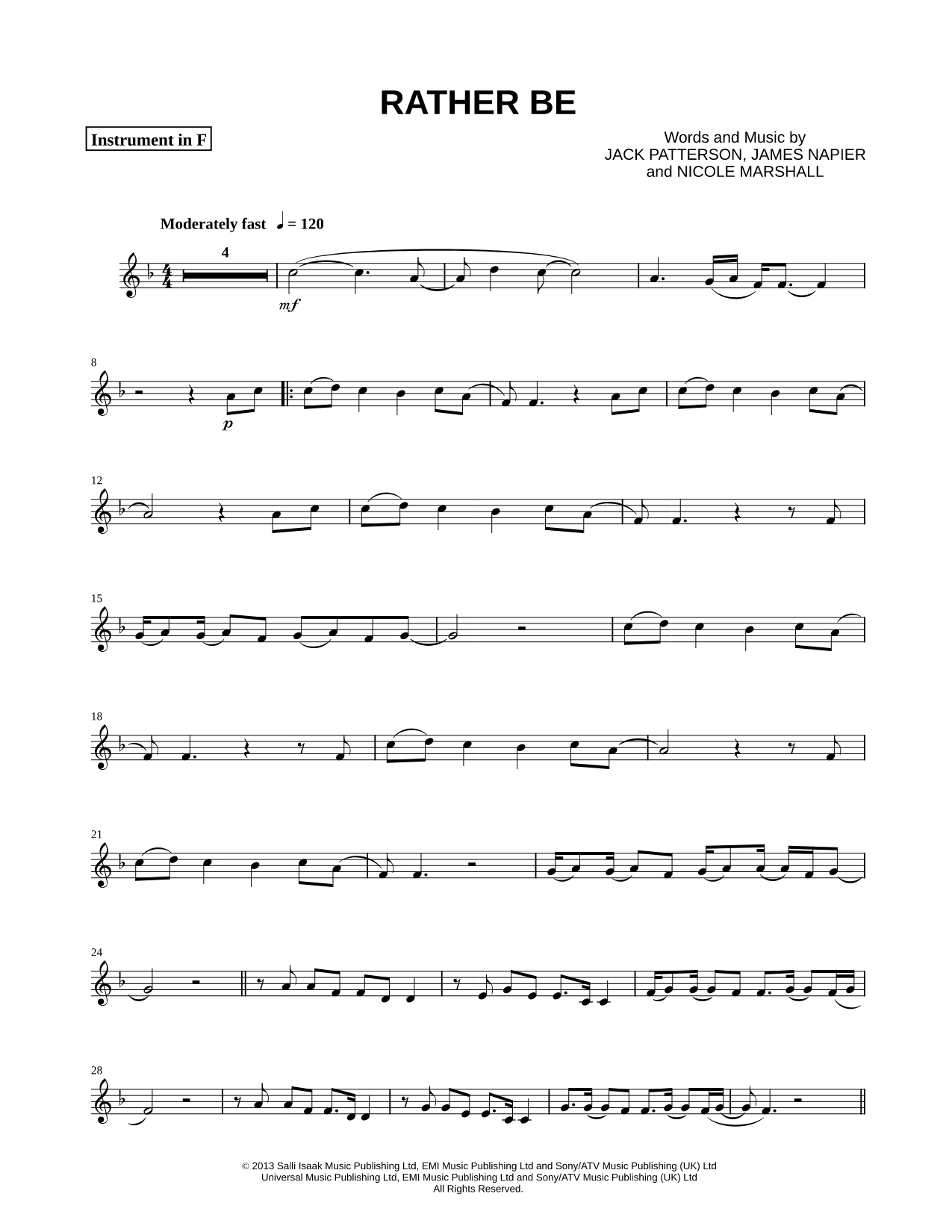 Rather Be - F Instrument