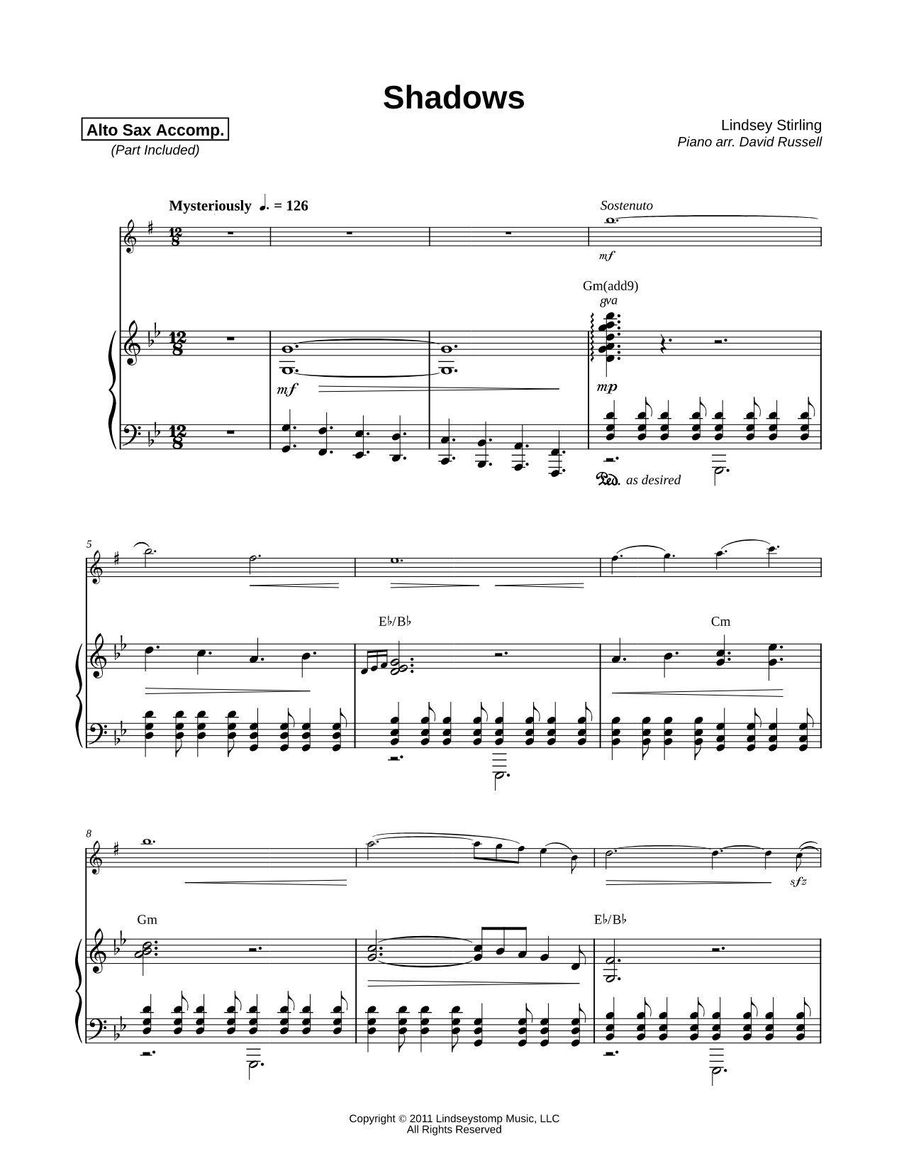 Shadows - Alto Saxophone & Piano