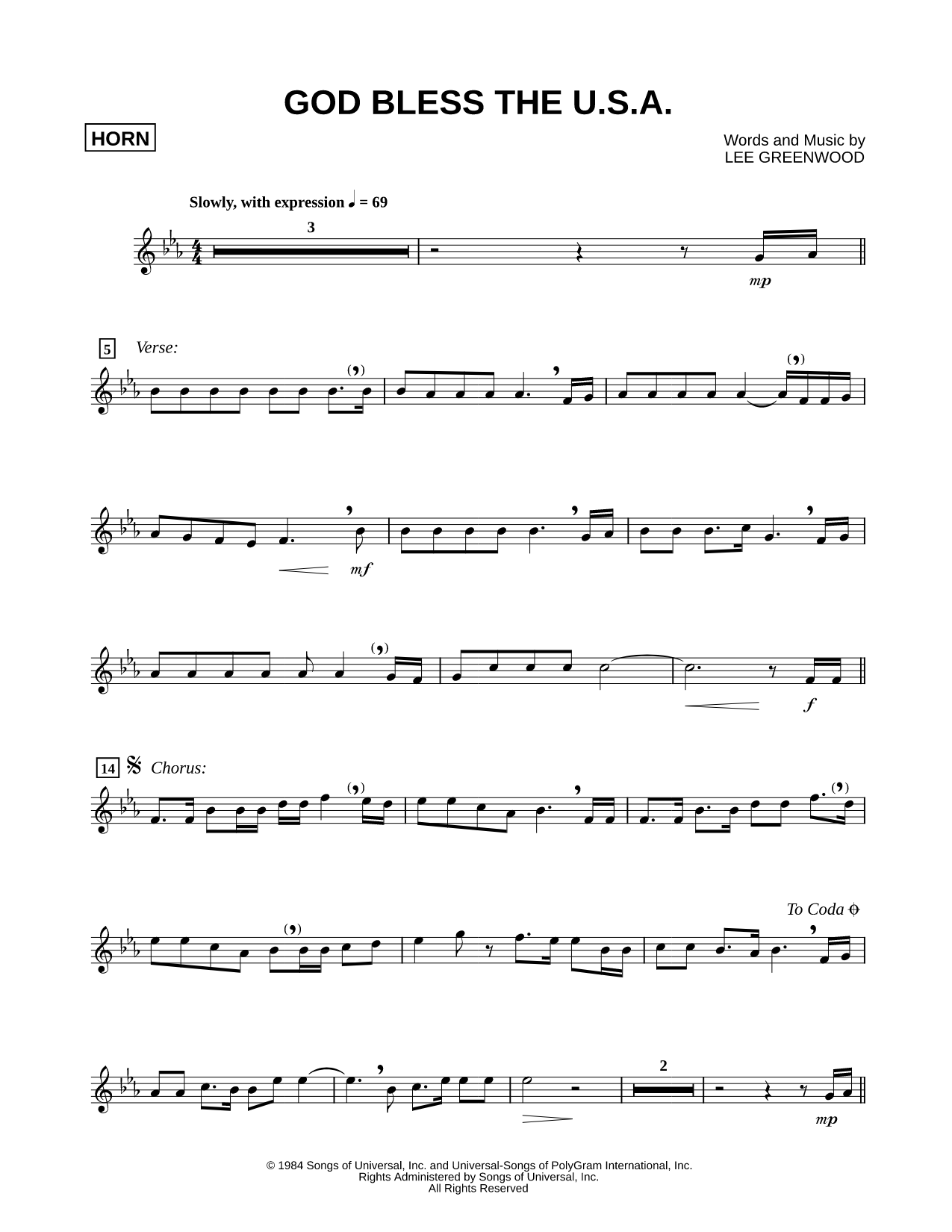 God Bless the U.S.A. - French Horn