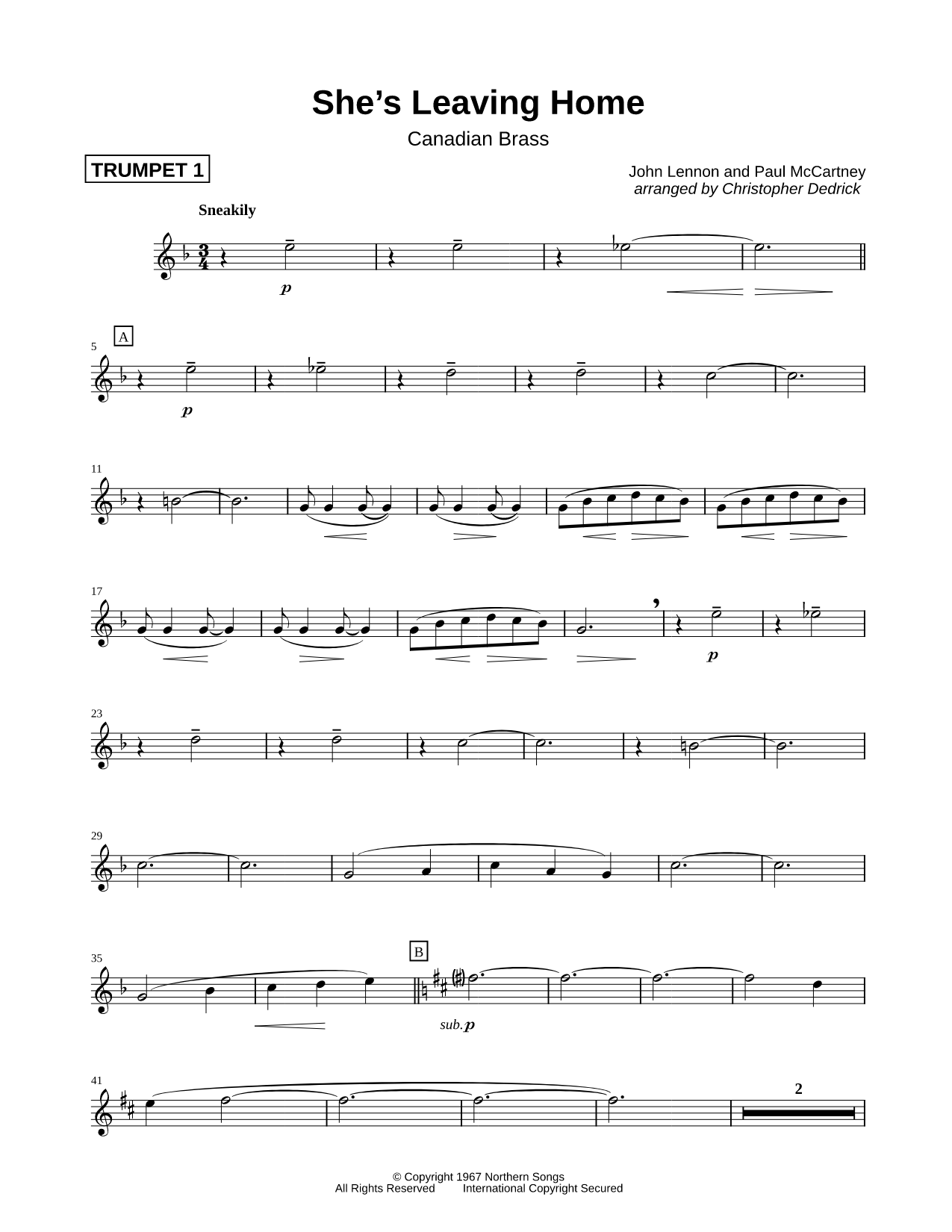 She's Leaving Home - Trumpet 1