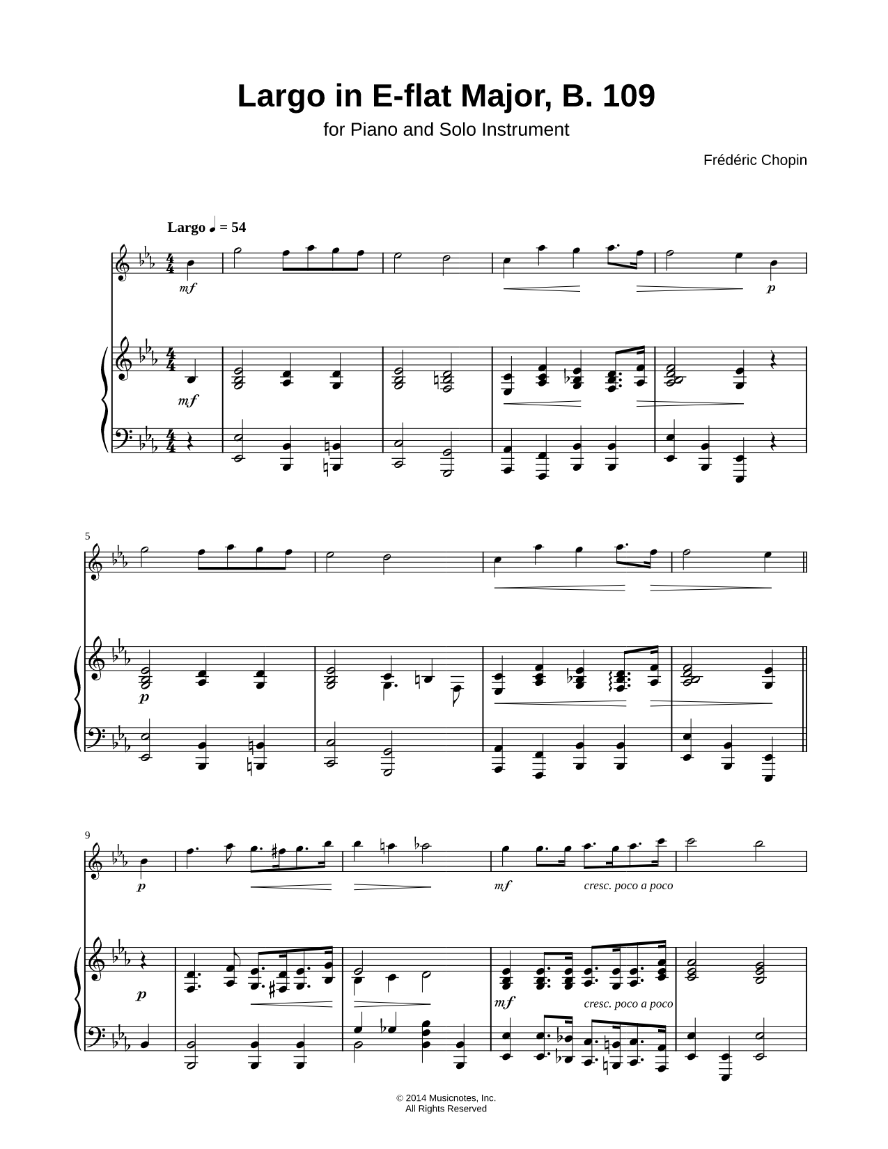 Largo in Eb Major, B. 109 - Piano Accompaniment