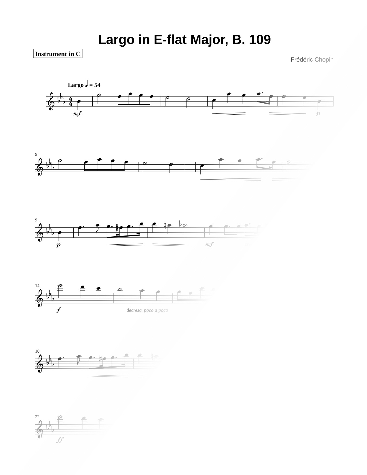 Largo in Eb Major, B. 109 - C Instrument