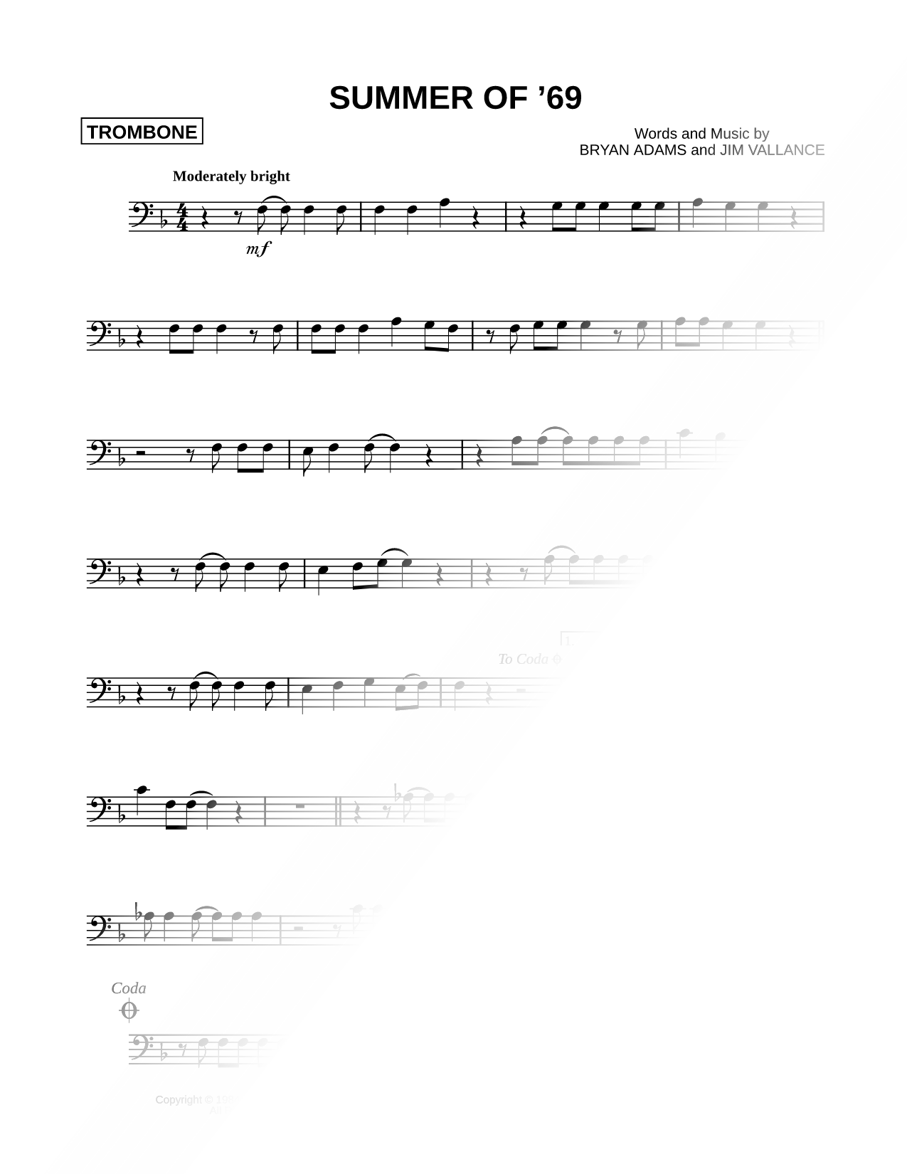 Summer of '69 - Trombone